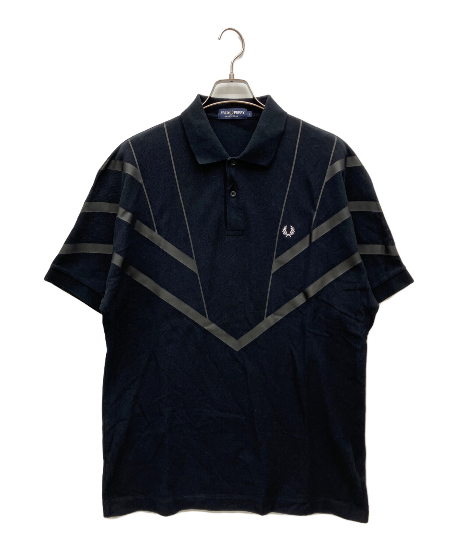 新品・未使用 FRED PERRY ポロシャツ ブラック×グレー Lサイズ 中古・古着通販】FRED PERRY (フレッドペリー) ポロシャツ ブラック