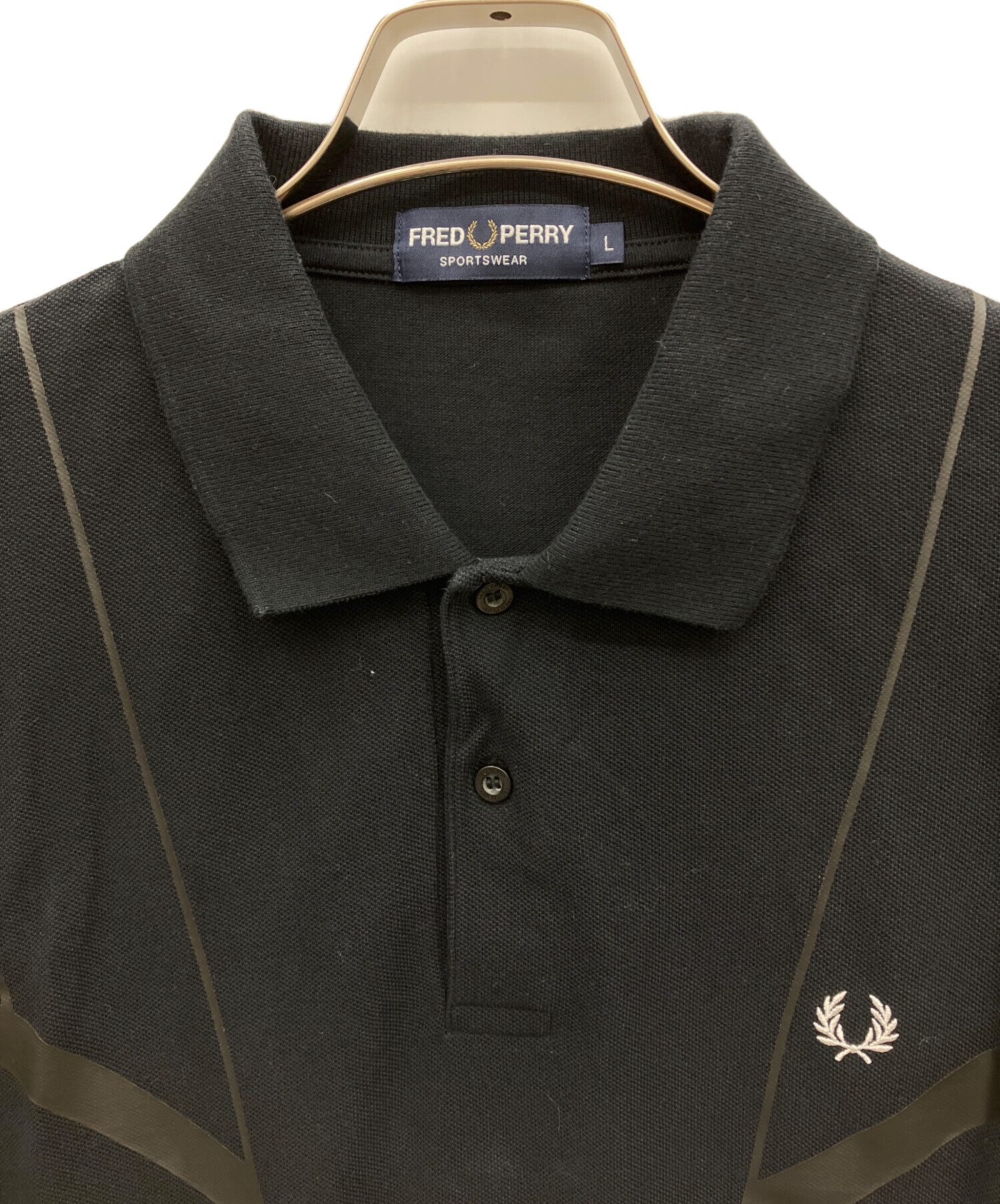 新品・未使用 FRED PERRY ポロシャツ ブラック×グレー Lサイズ 中古・古着通販】FRED PERRY (フレッドペリー) ポロシャツ ブラック