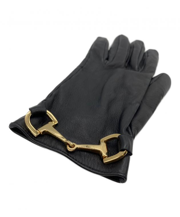 中古・古着通販】GUCCI (グッチ) ホースビットレザーグローブ ブラック