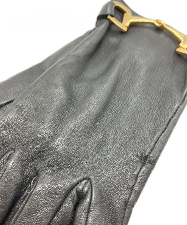 中古・古着通販】GUCCI (グッチ) ホースビットレザーグローブ ブラック