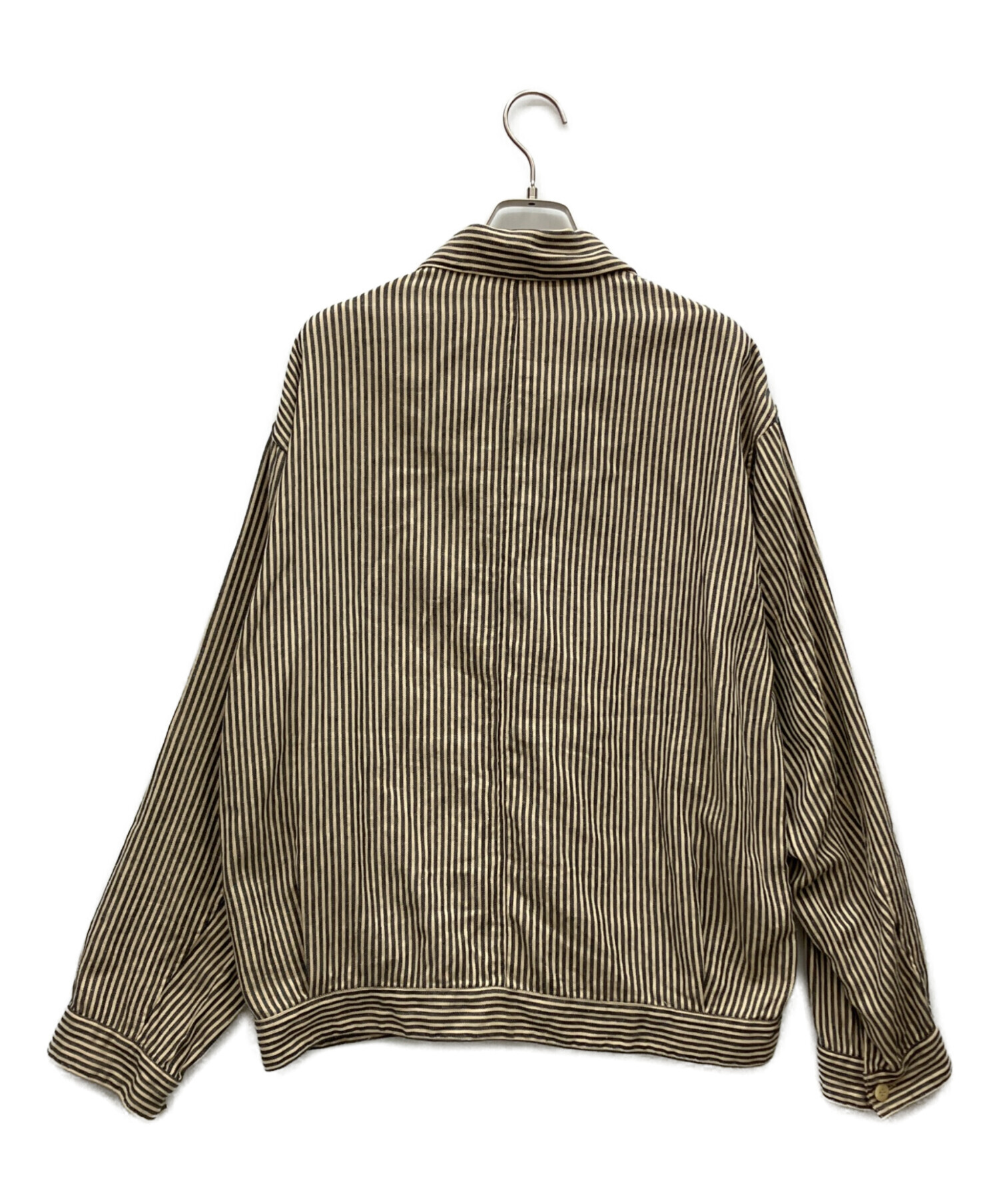 中古・古着通販】COMOLI (コモリ) ストライプブルゾン ブラック