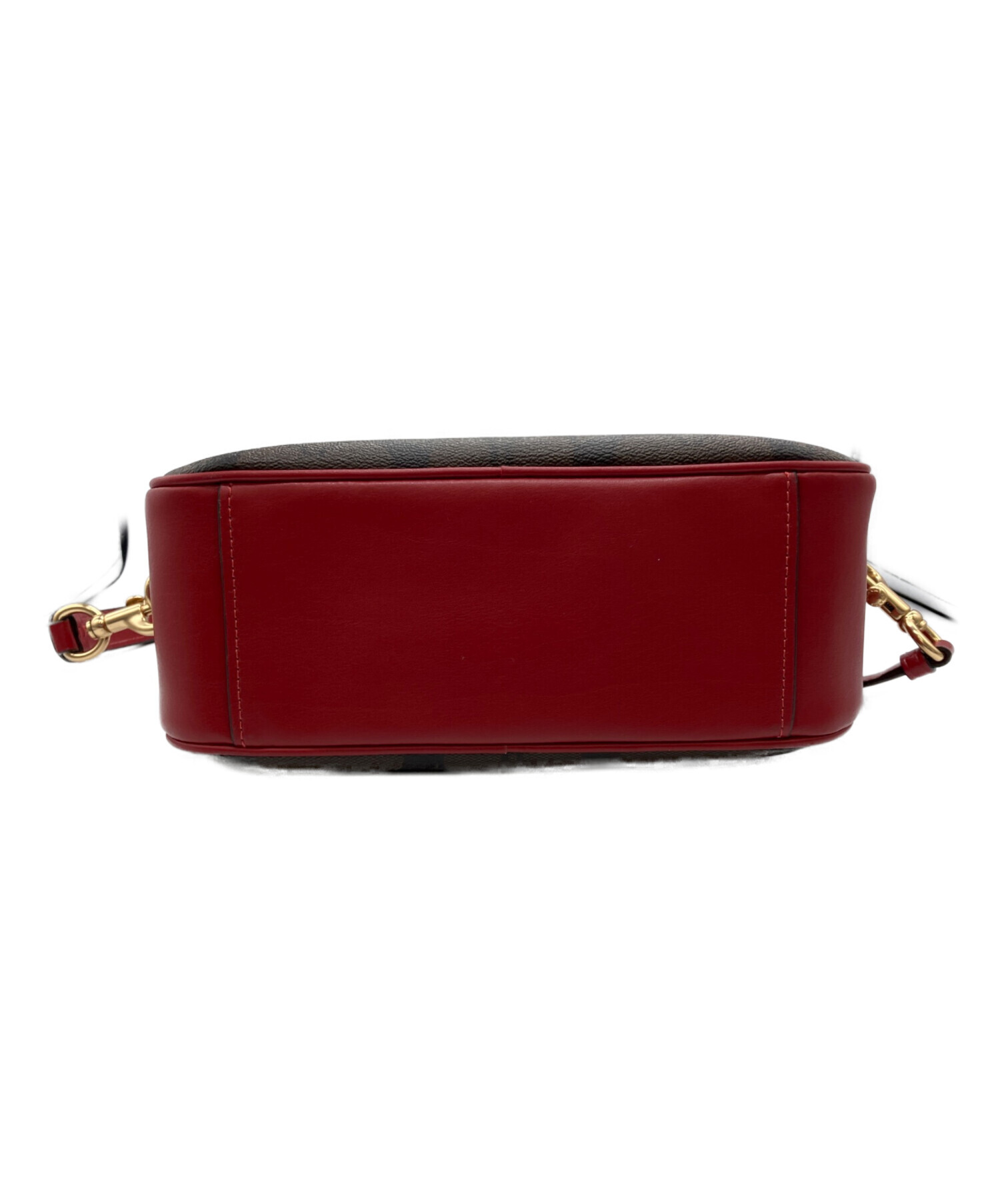 Coach ショルダーバッグ レッド/ブラック 中古・古着通販】COACH (コーチ) ショルダーバッグ ブラウン×レッド