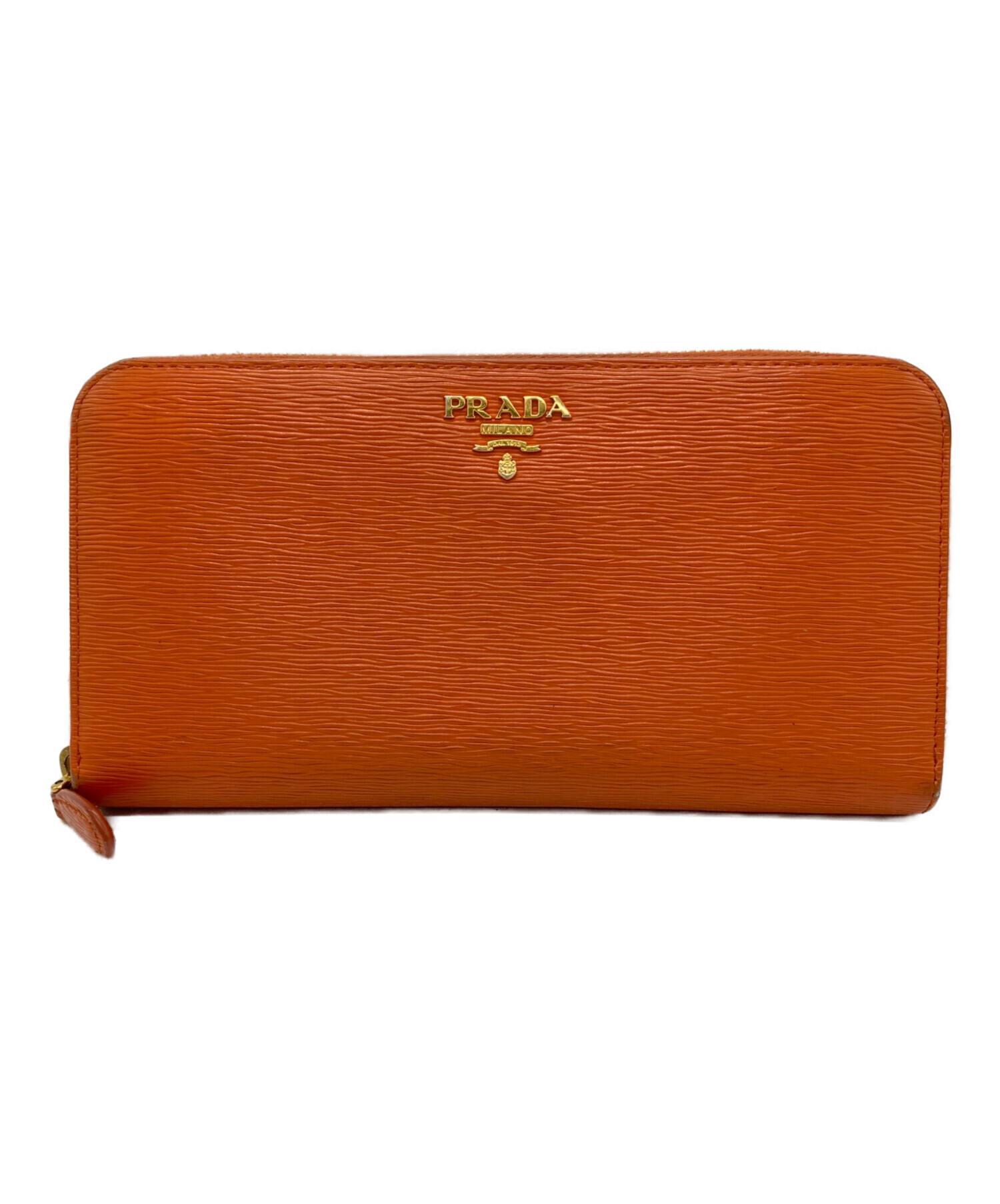 PRADA 長財布 ラウンドファスナー オレンジ 中古・古着通販】PRADA (プラダ) ラウンドファスナー財布 ブラウン