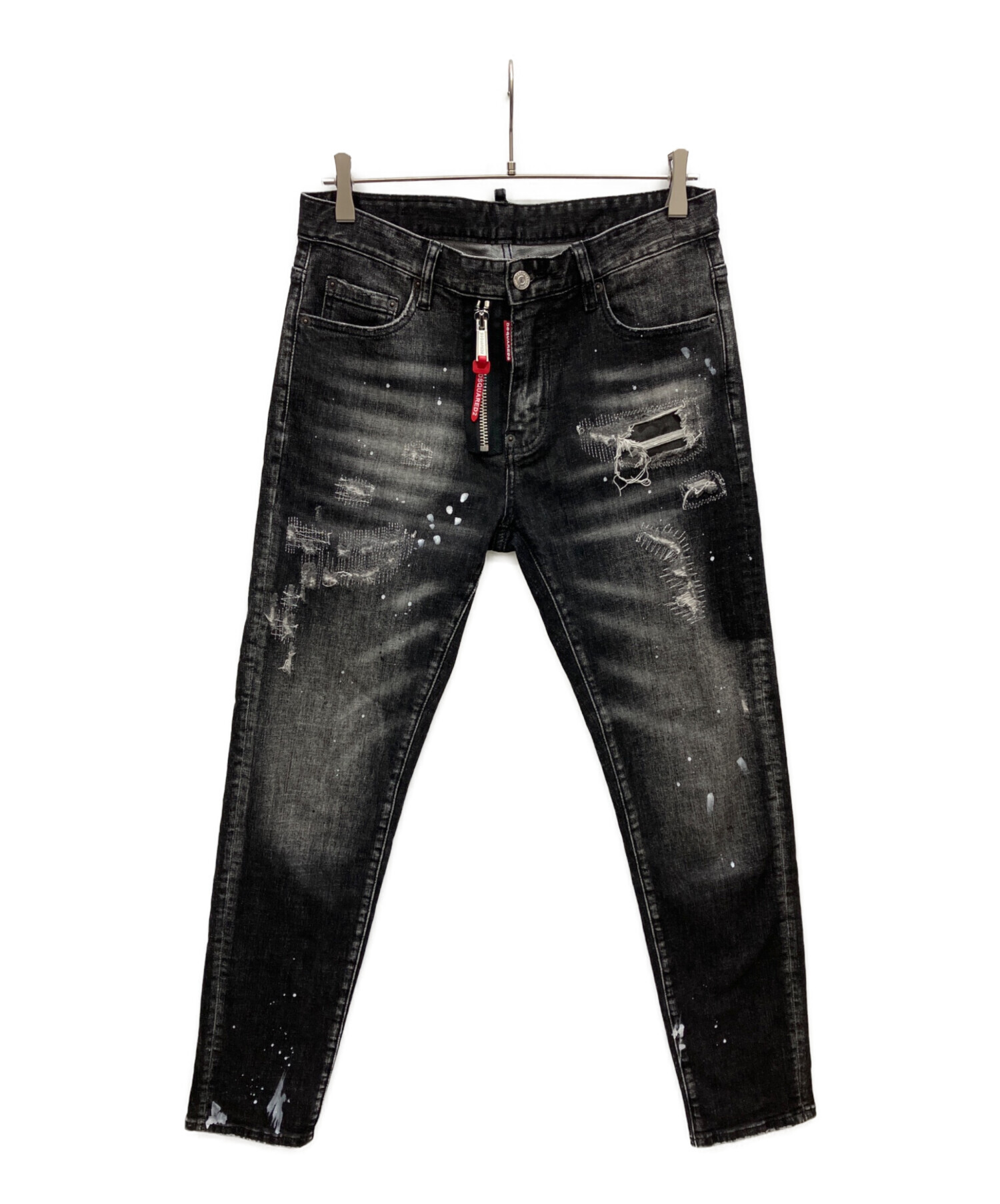 未使用　DSQUARED2 ペイント加工デニム ブラック 中古・古着通販】DSQUARED2 (ディースクエアード) ペイント加工デニム