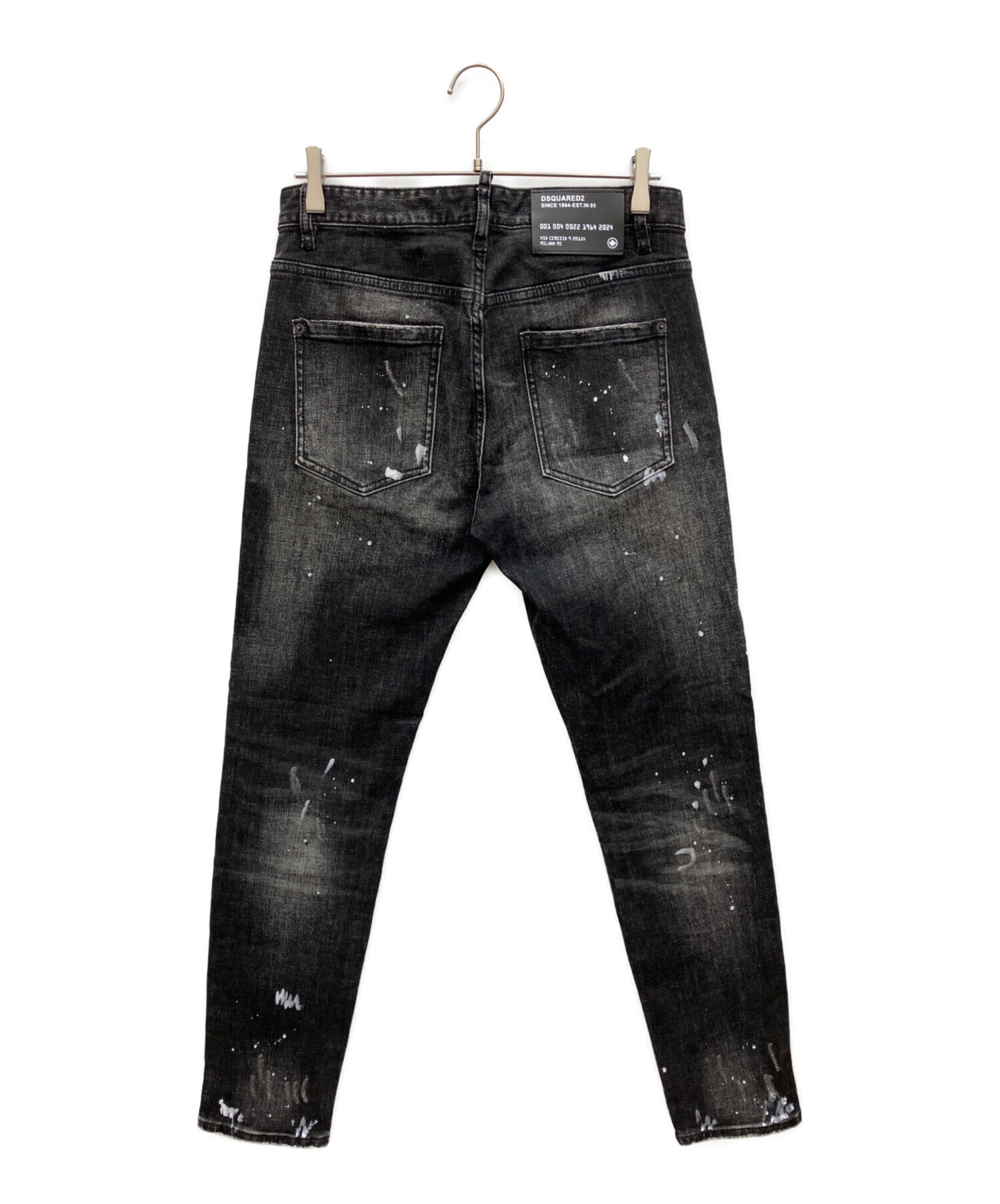 未使用　DSQUARED2 ペイント加工デニム ブラック 中古・古着通販】DSQUARED2 (ディースクエアード) ペイント加工デニム