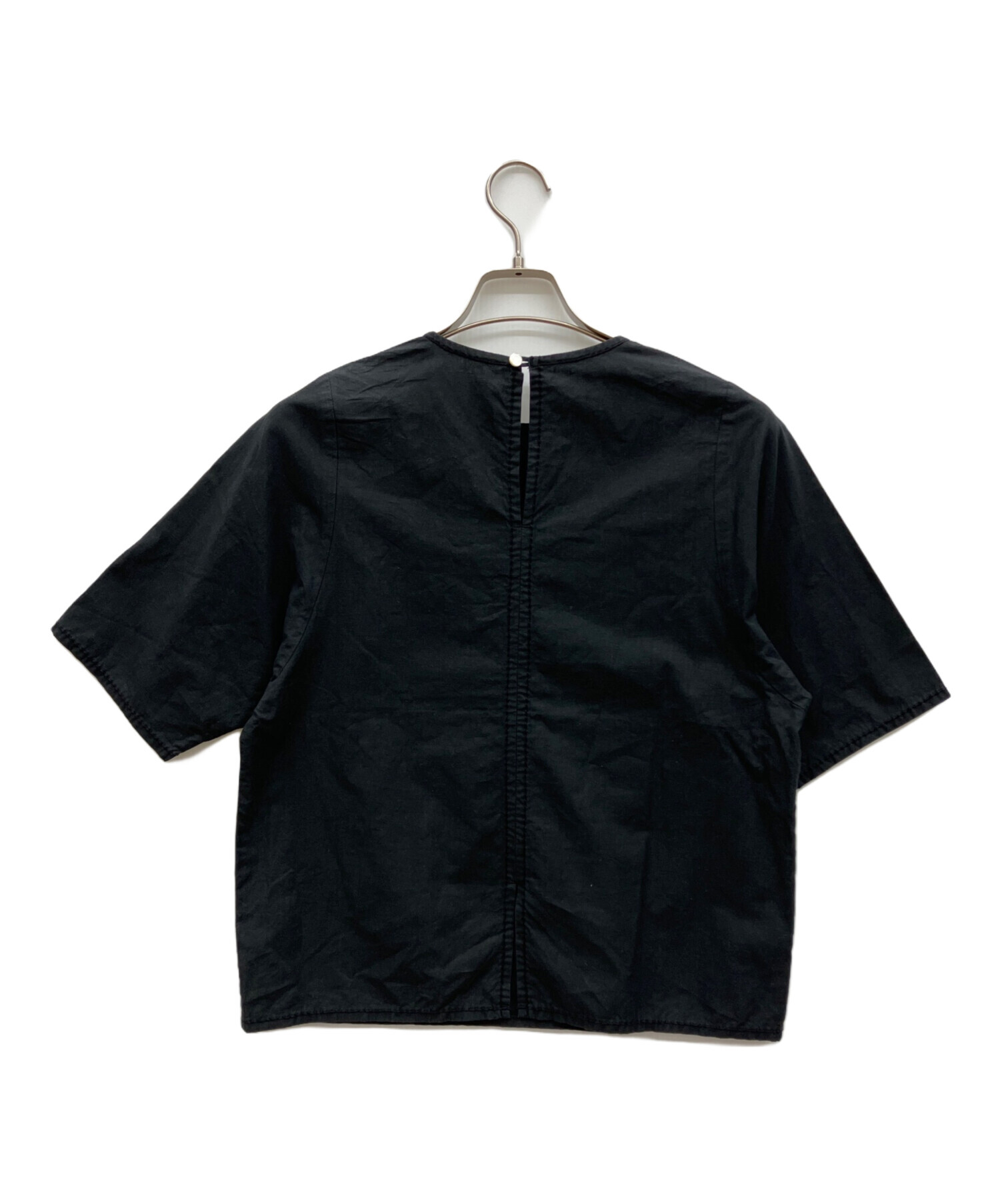 中古・古着通販】homspun (ホームスパン) 半袖ブラウス ブラック 