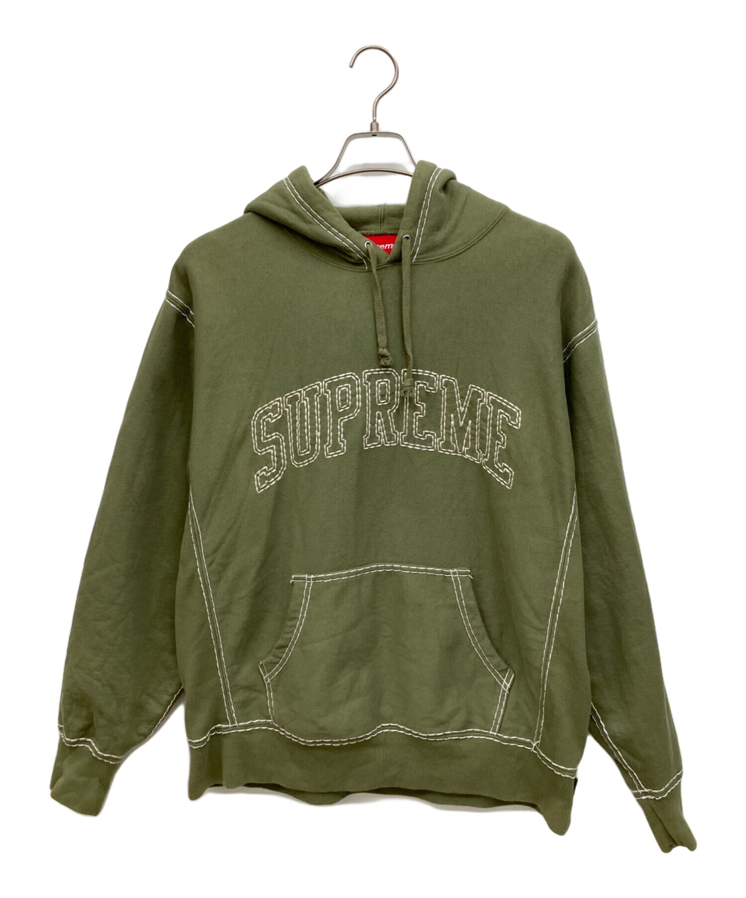 Supreme オリーブグリーン パーカー 中古・古着通販】Supreme (シュプリーム) プルオーバーパーカー