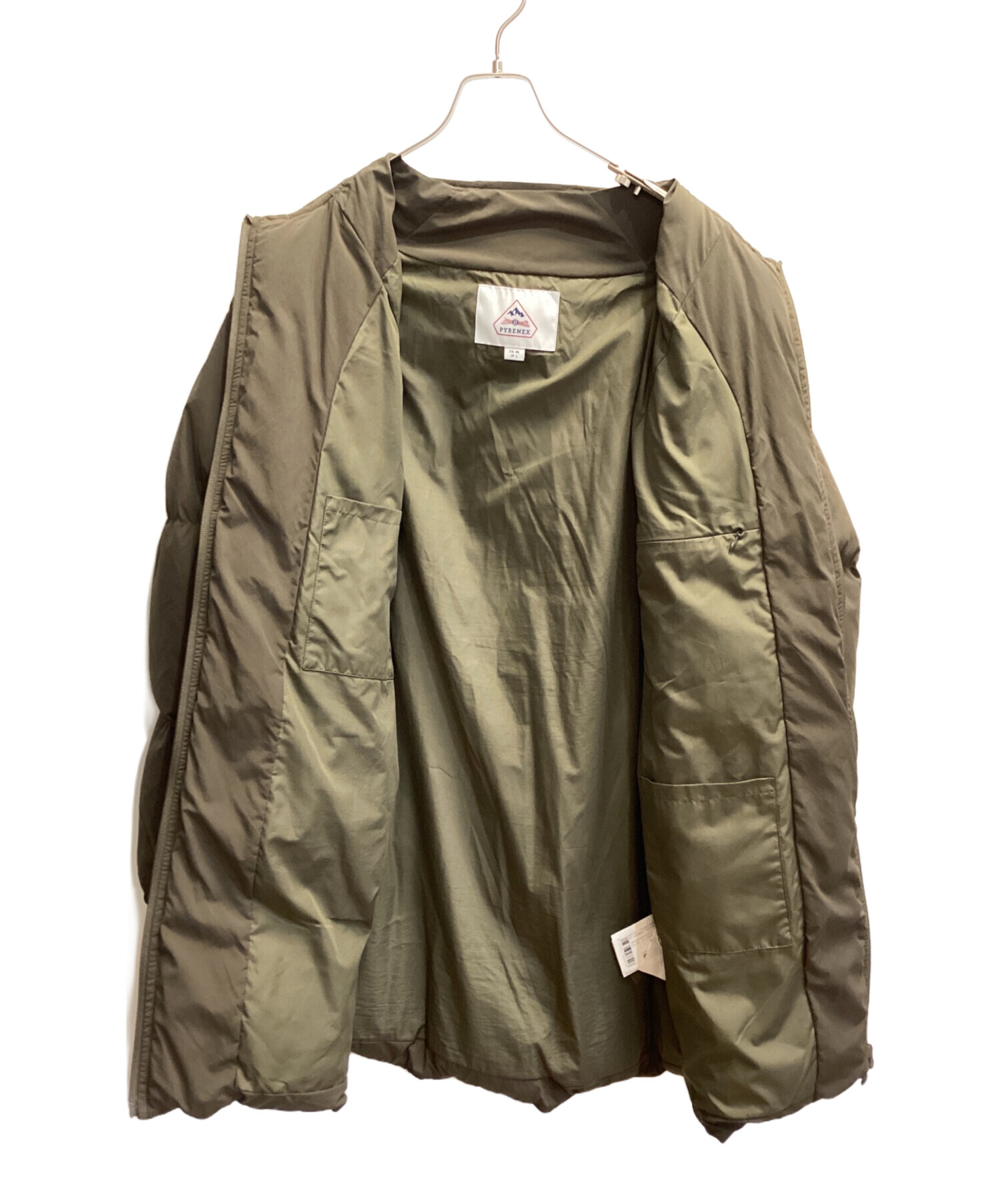 美品　ピレネックス　NEIL ノーカラー　ダウンコート　カーキ　S 美品 ピレネックス NEIL ノーカラー ダウンコート カーキ S 美品
