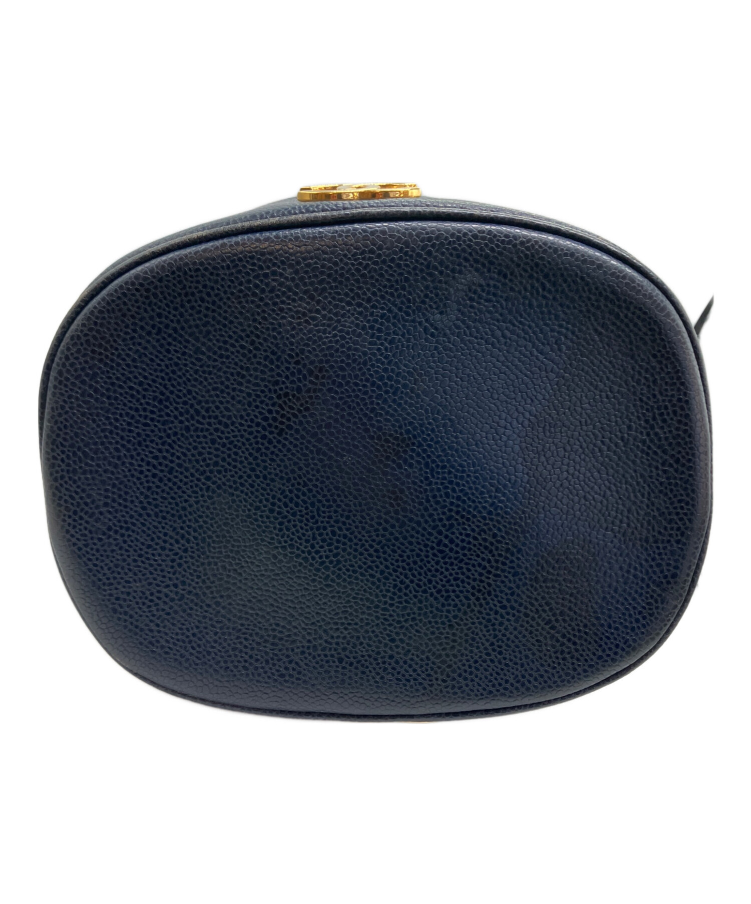 中古・古着通販】CHANEL (シャネル) 巾着ショルダーバッグ ネイビー