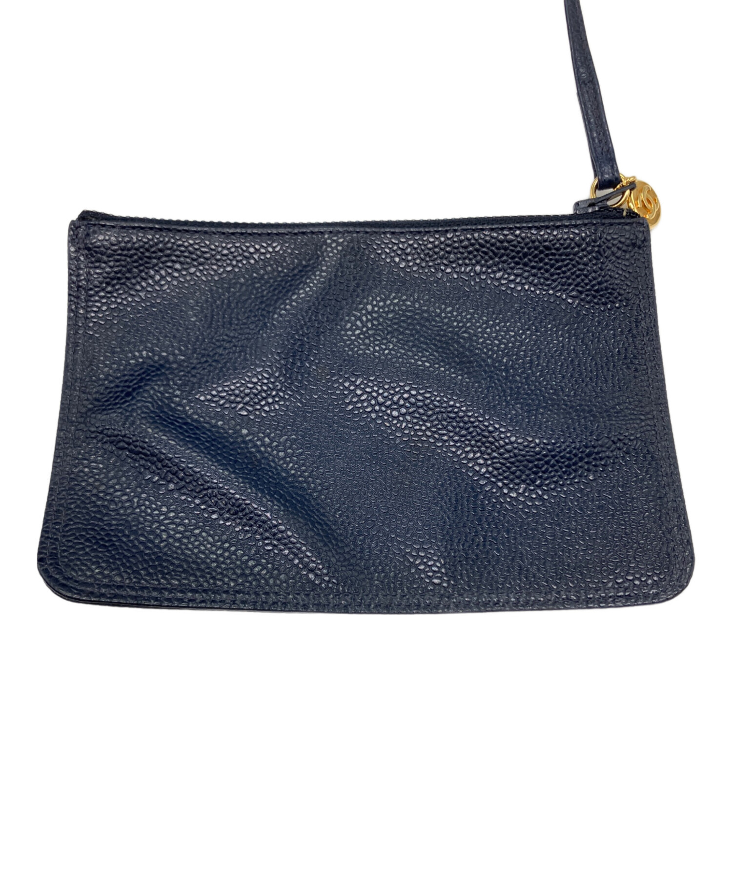 中古・古着通販】CHANEL (シャネル) 巾着ショルダーバッグ ネイビー