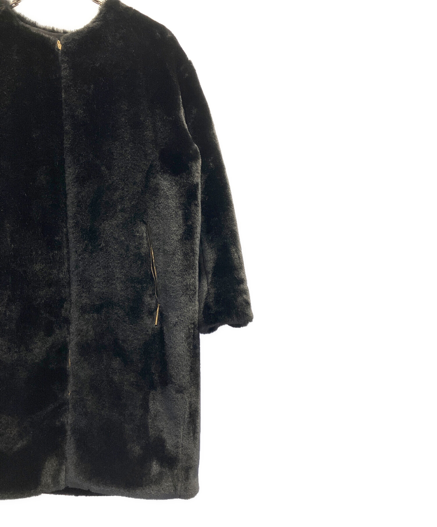 中古・古着通販】TATRAS (タトラス) ノーカラーコート ブラック サイズ