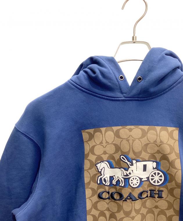 中古・古着通販】COACH (コーチ) プルオーバーパーカー ブルー サイズ