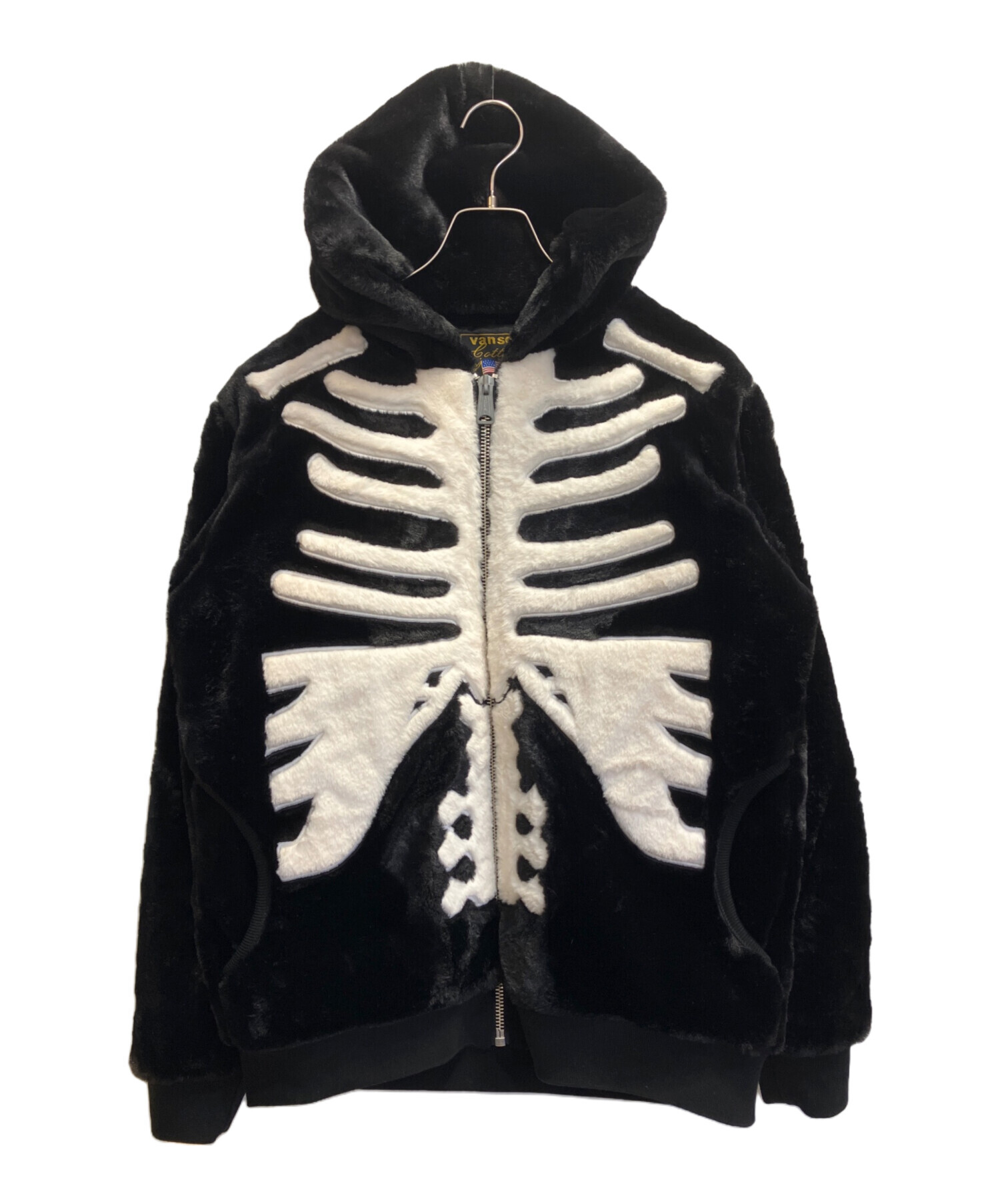 【早い者勝ち】バンソンVANSON スケルトンプリントジャケット Lサイズ 骨赤 中古・古着通販】VANSON (バンソン) スケルトンボーンファーZIP