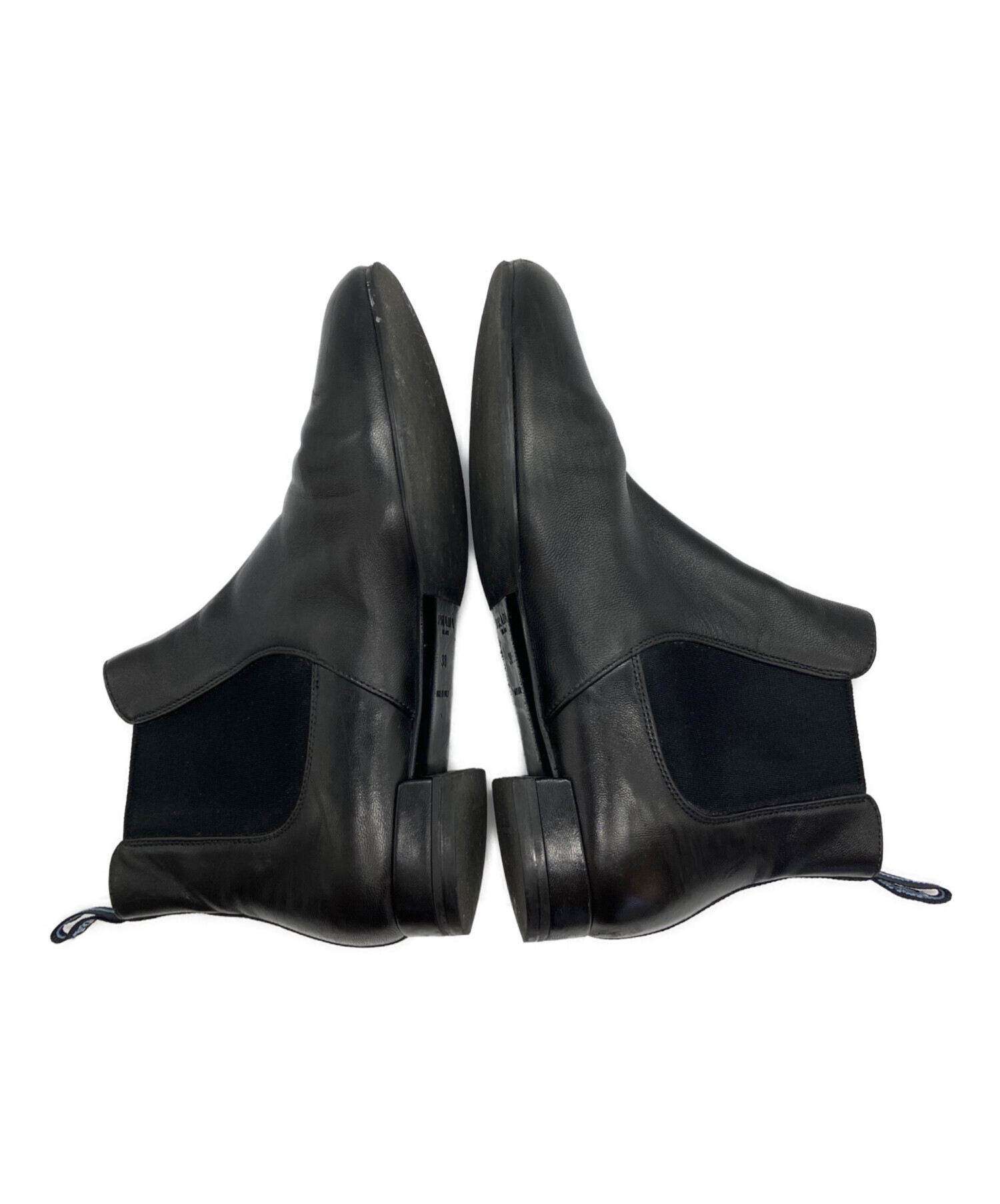 h*e様 PRADA プラダ レザー サイドゴア ブーツ 黒 UK7.5 中古・古着通販】PRADA (プラダ) サイドゴアブーツ ブラック サイズ