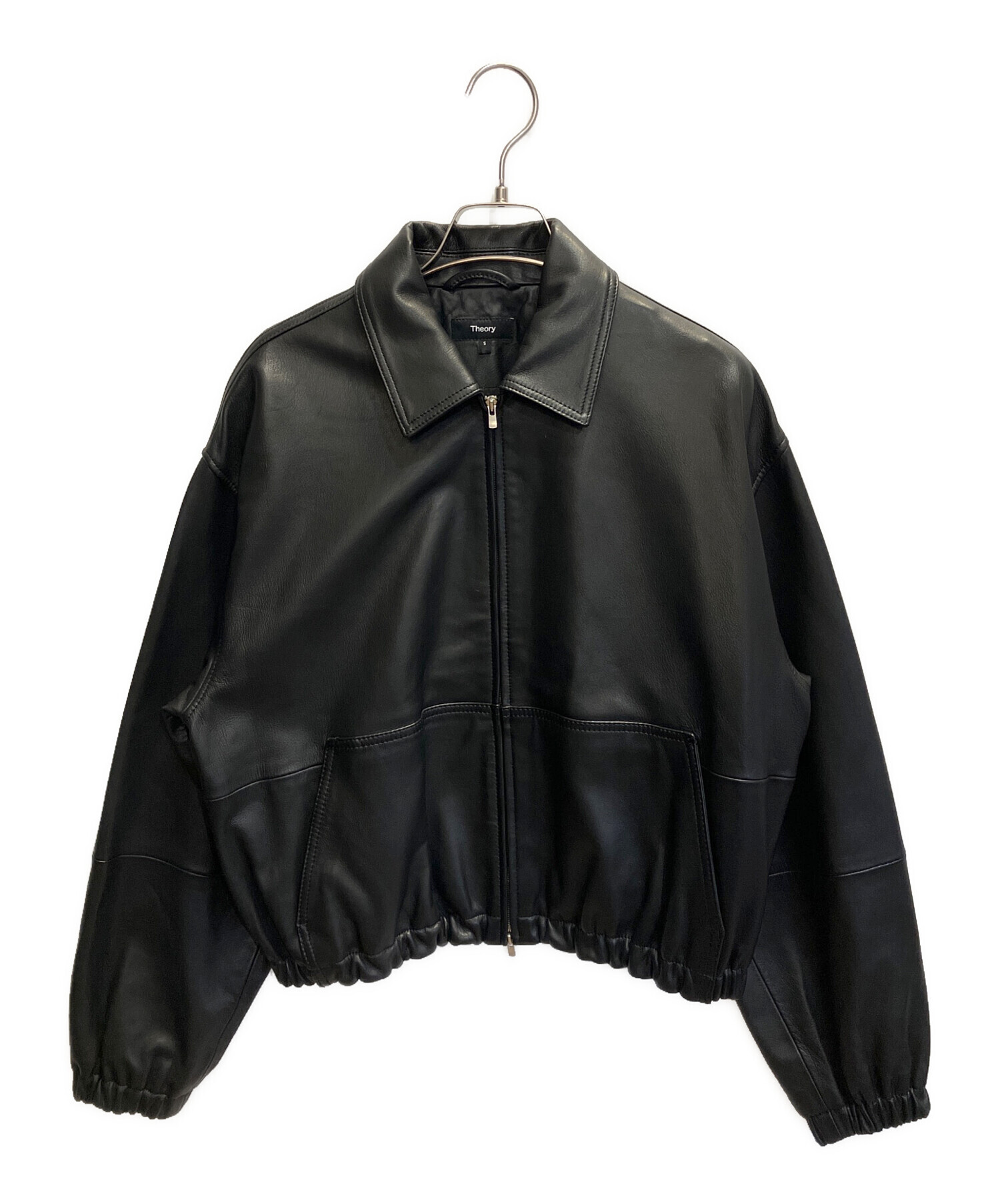 theory セオリー　黒レザージャケット 中古・古着通販】theory (セオリー) GLOSS LEATHER BOMBER JK ブラック