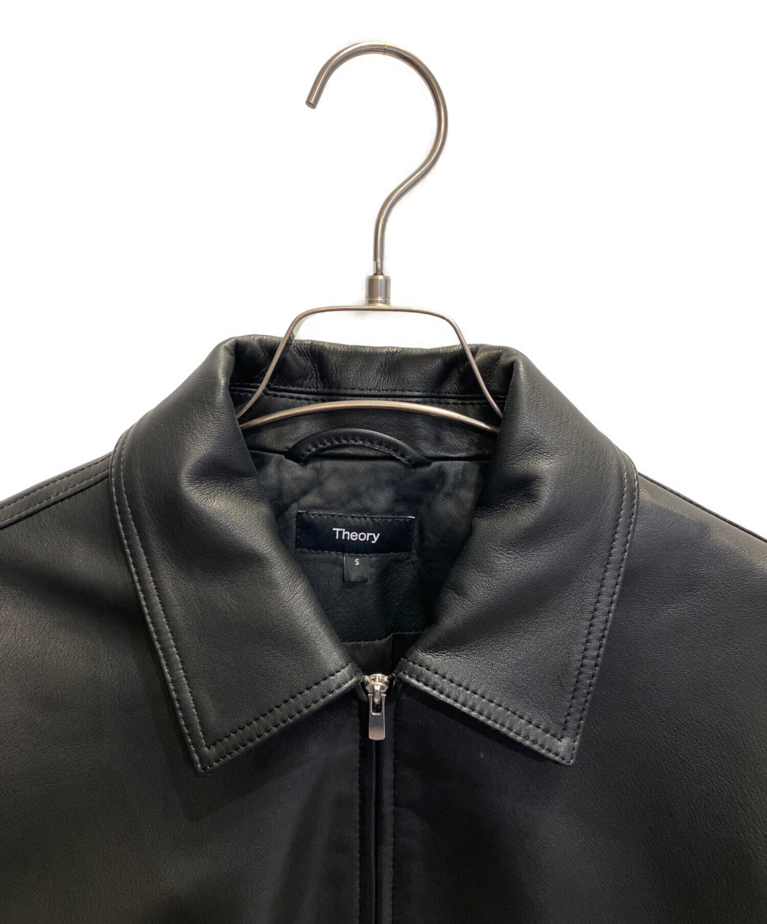 中古・古着通販】theory (セオリー) GLOSS LEATHER BOMBER JK ブラック