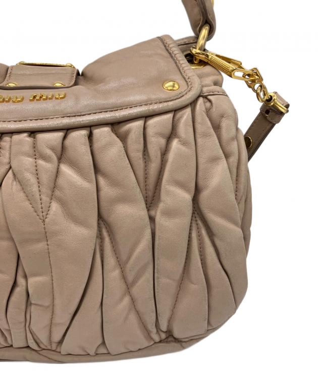 希少　ミュウミュウ レザー ギャザー ショルダーバッグ　2WAY ピンク　保存袋 中古・古着通販】MIU MIU (ミュウミュウ) 2WAYショルダーバッグ ピンク
