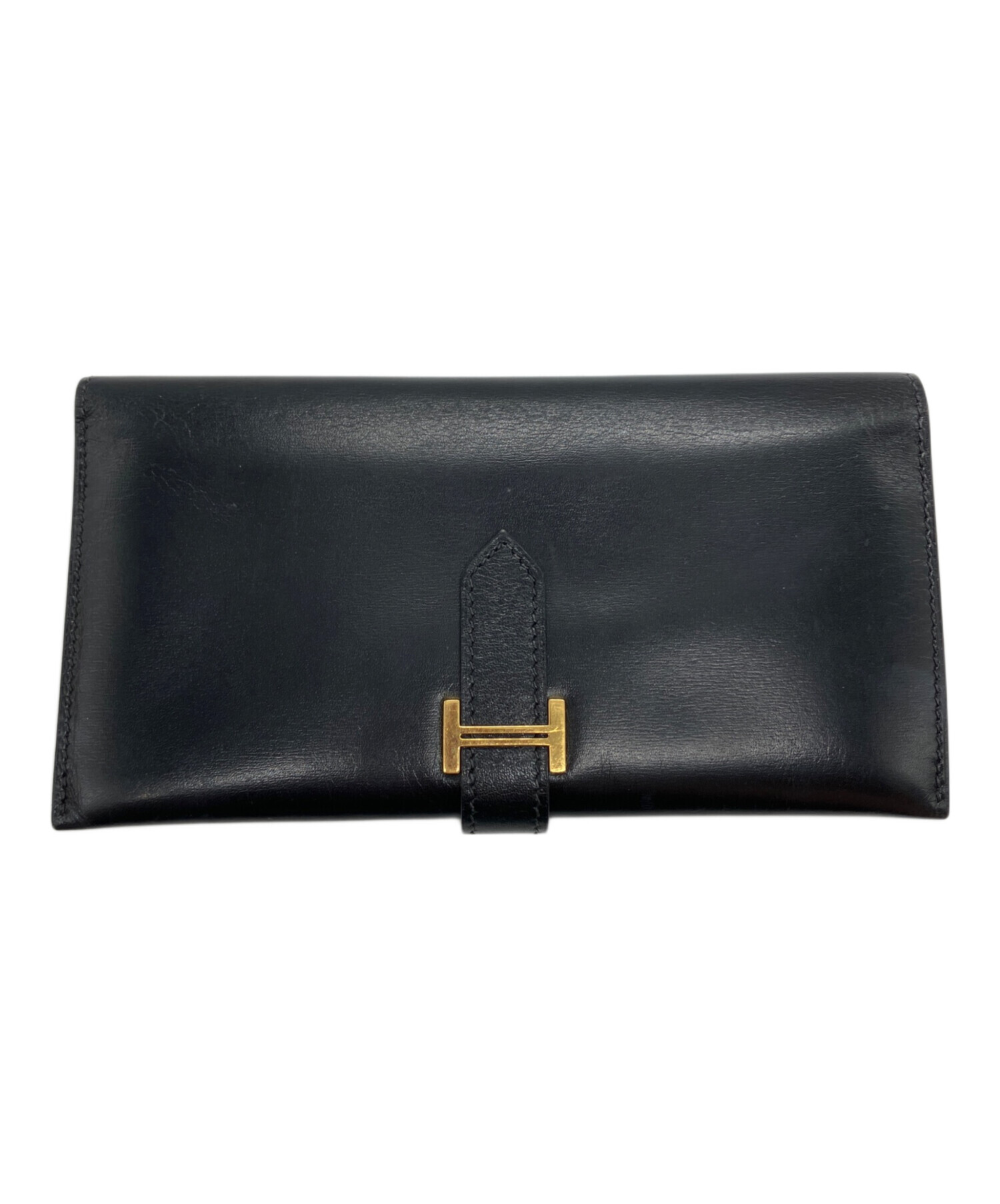 ゆう　HERMES 長財布 二つ折り ベアン ヴィンテージ 中古・古着通販】HERMES (エルメス) ペアン二つ折り長財布 ブラック