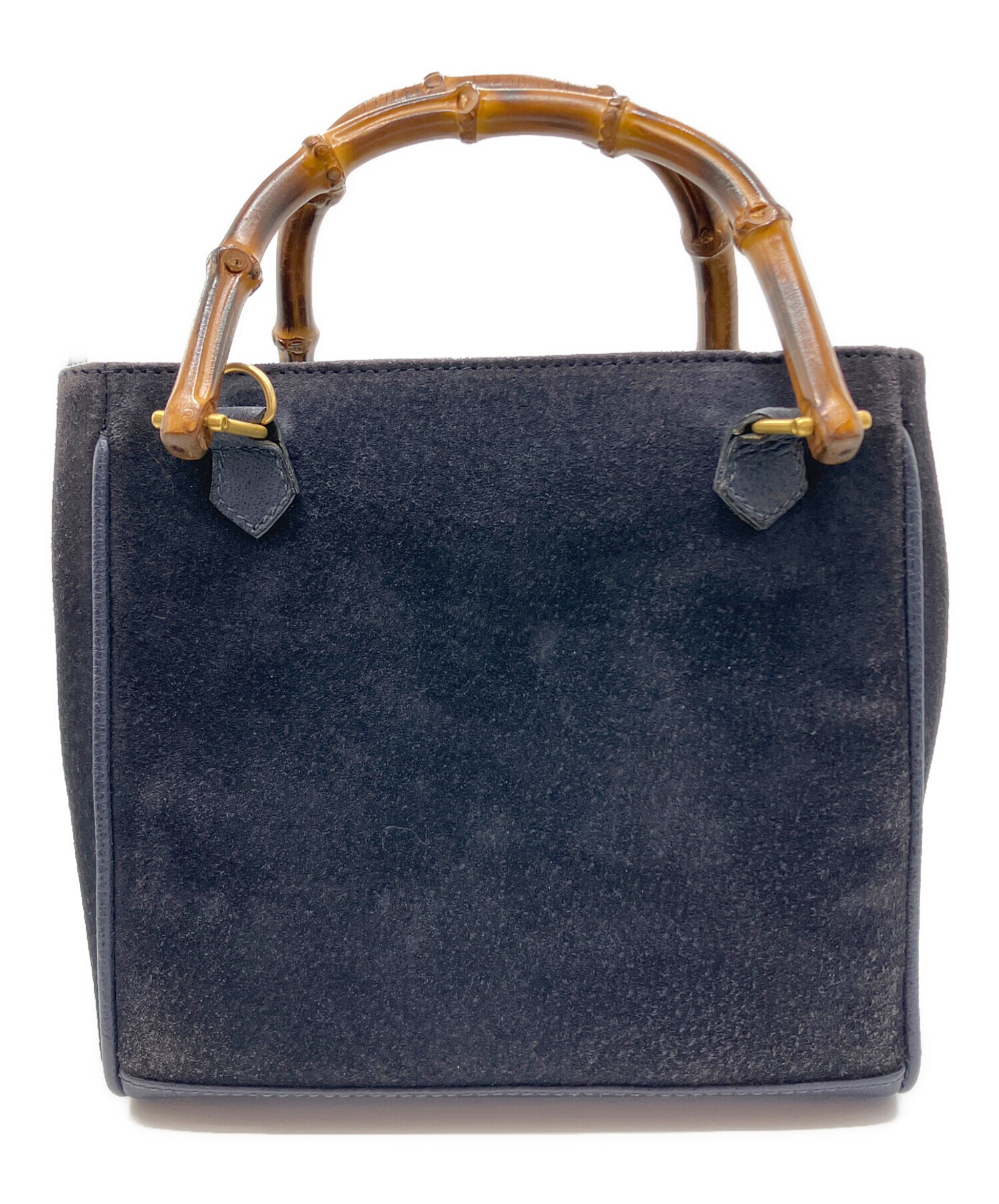 GUCCI バンブー ミニボストンバッグ ネイビー ビンテージ 7＊58 中古・古着通販】GUCCI (グッチ) バンブーハンドバッグ ネイビー