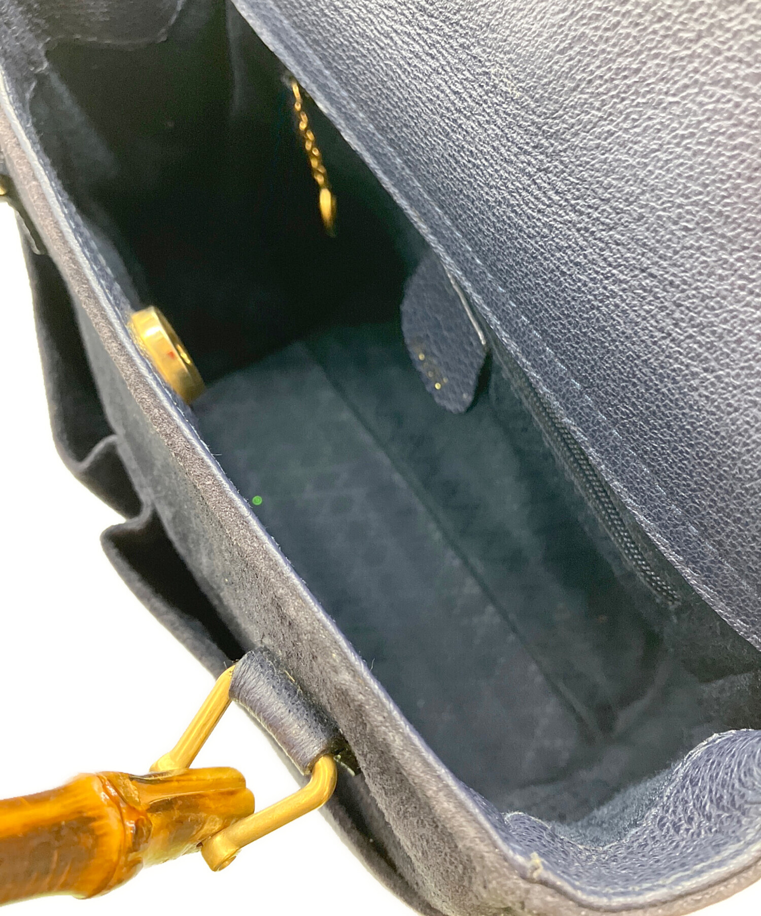 中古・古着通販】GUCCI (グッチ) バンブーハンドバッグ ネイビー