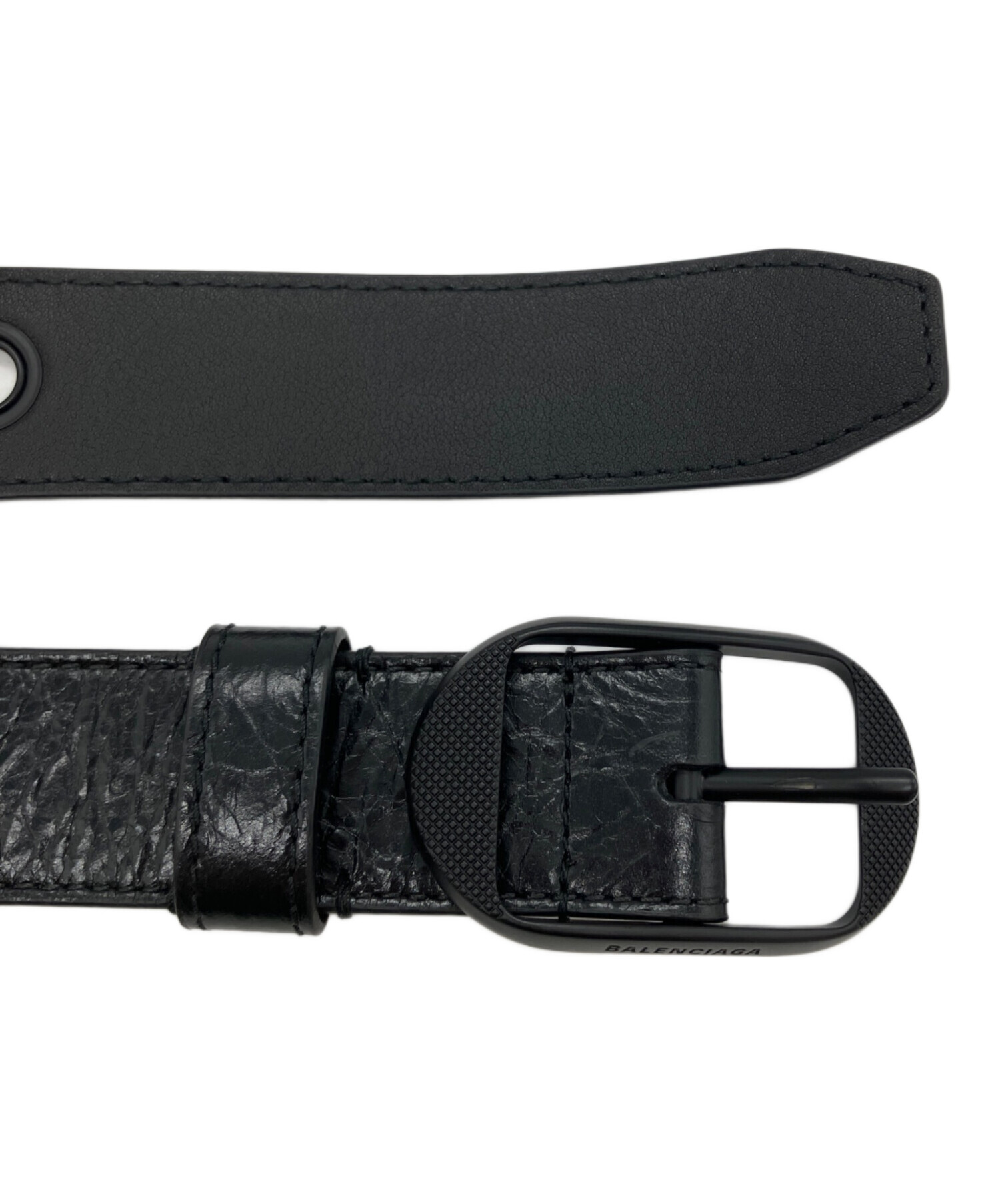 BALENCIAGA ブラック ベルト レディース ベルト穴20個 フリーサイズ 中古・古着通販】BALENCIAGA (バレンシアガ) レザーベルト ブラック