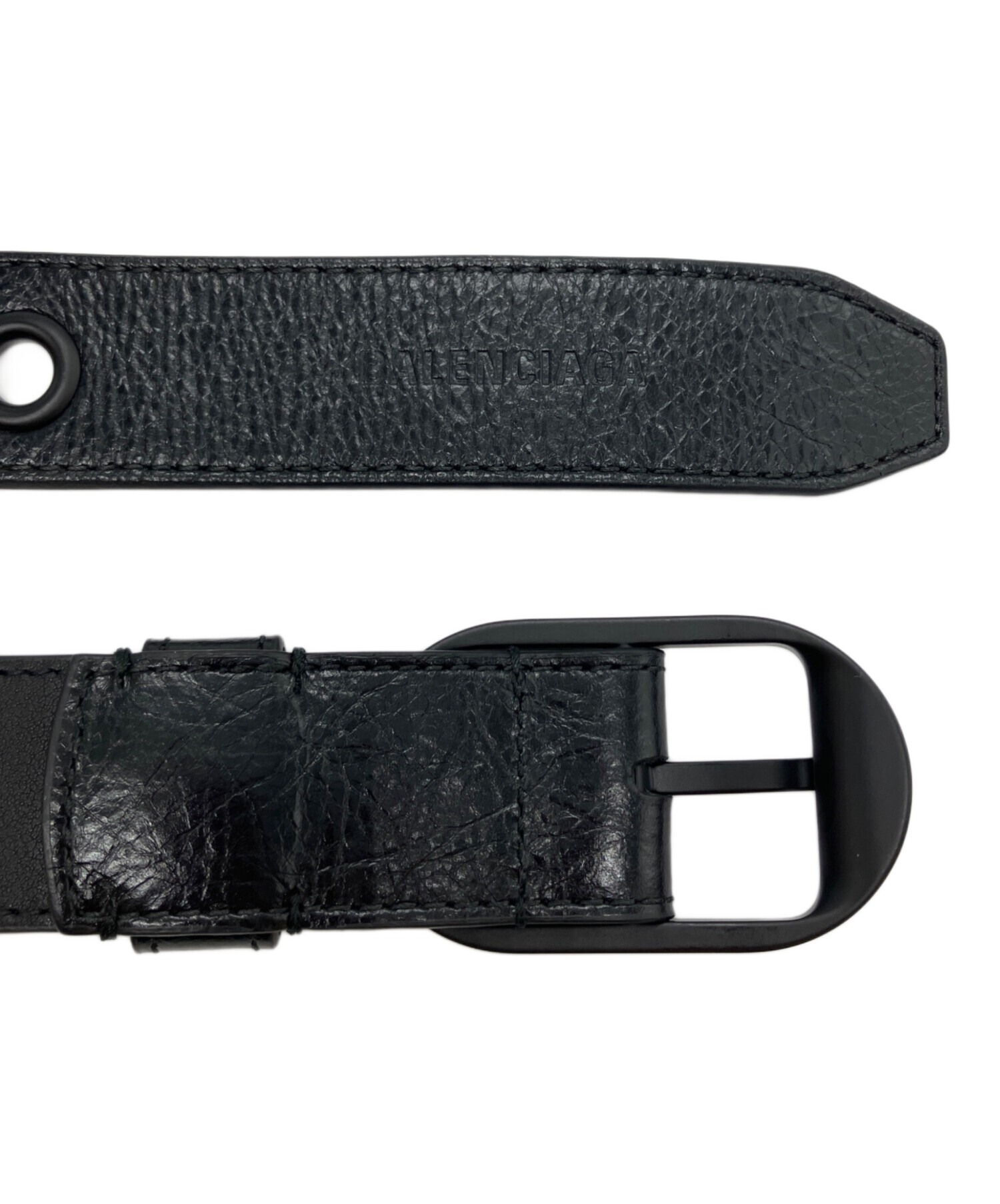 【美品】BALENCIAGA ブラックレザーベルト 中古・古着通販】BALENCIAGA (バレンシアガ) レザーベルト ブラック