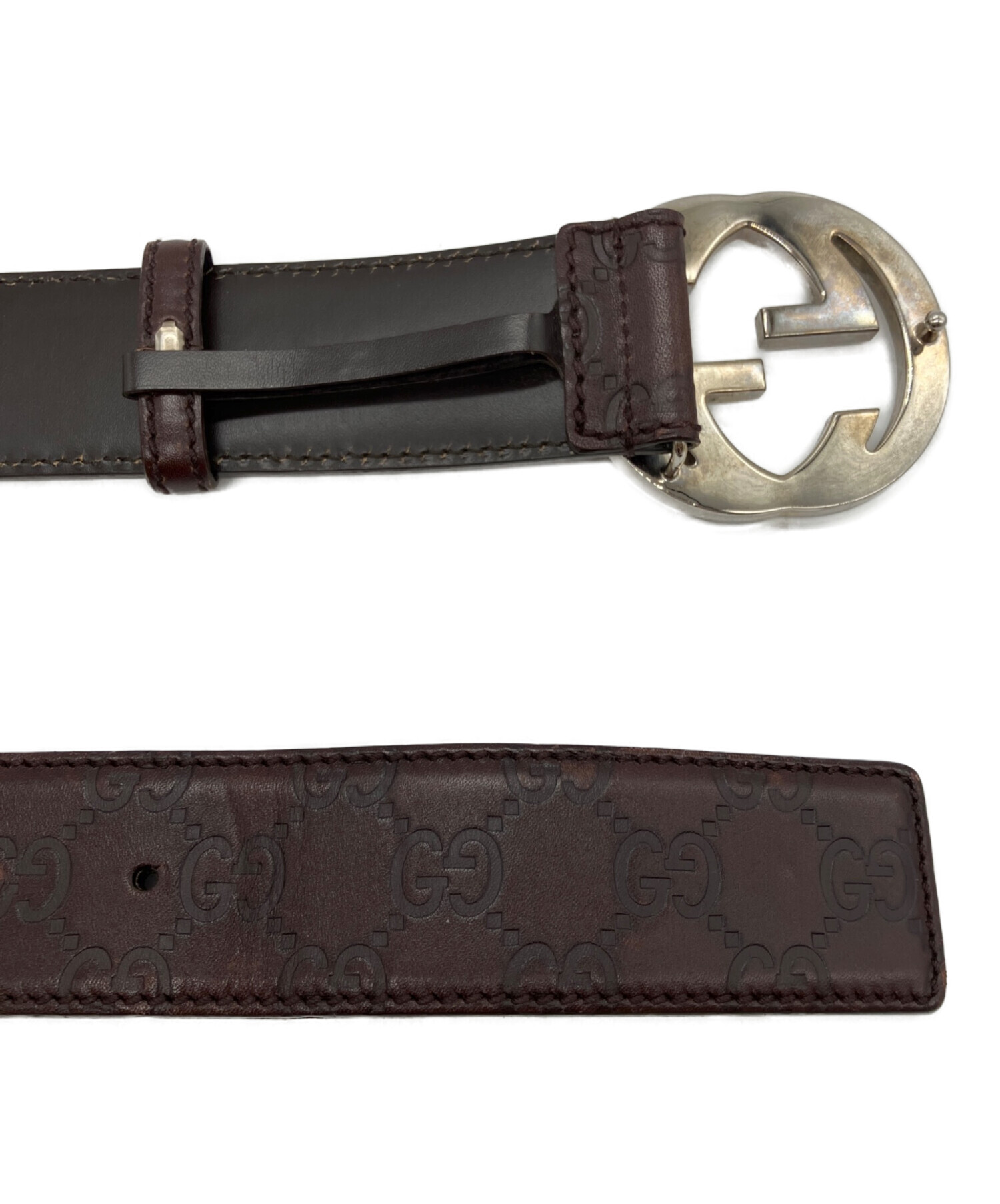 中古・古着通販】GUCCI (グッチ) インターロッキングGGバックルレザー
