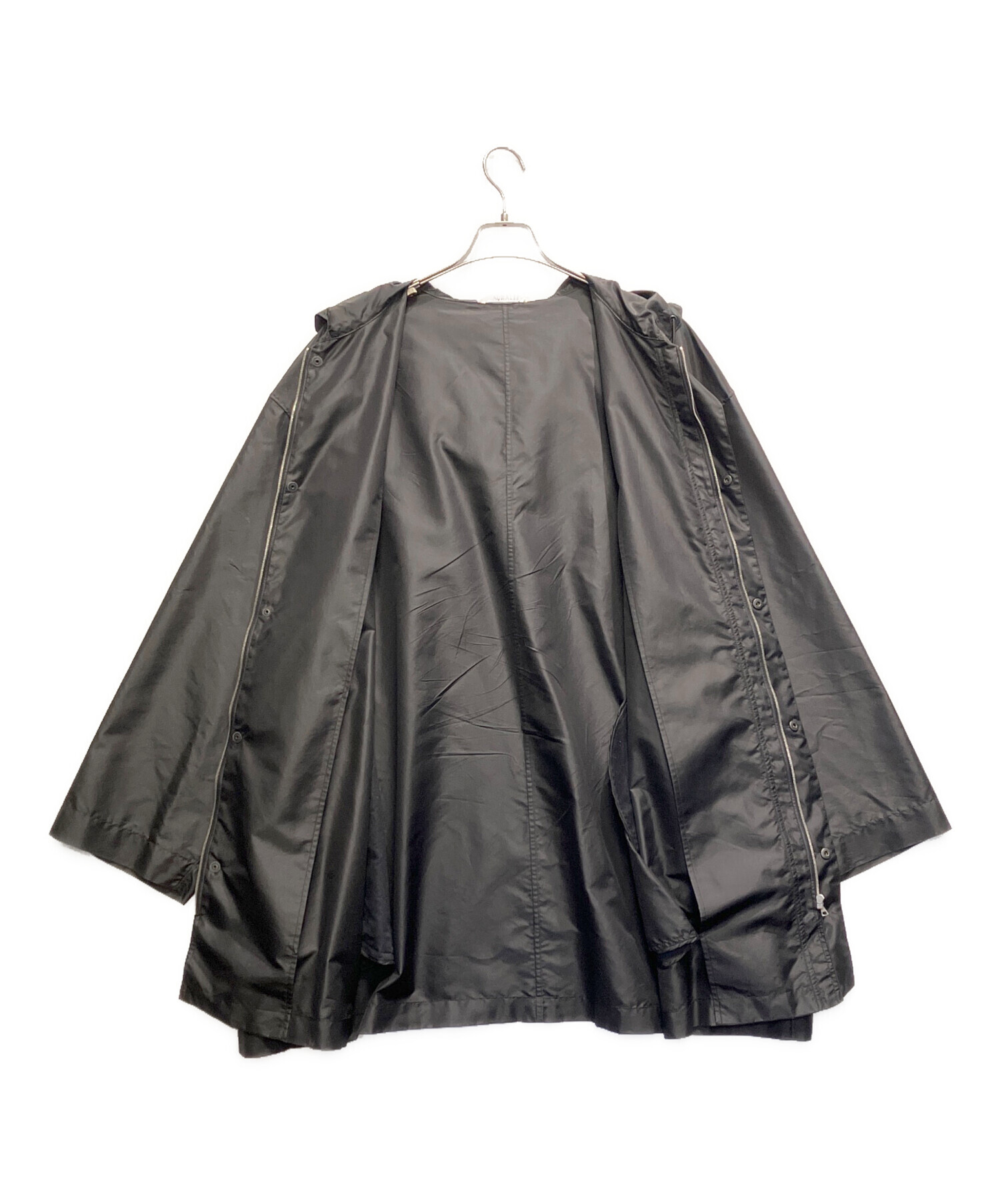 クリーニング済 AURALEE オーラリー フーデッドコート 黒 BLACK 中古・古着通販】AURALEE (オーラリー) SILK TAFFETA HOODED COAT