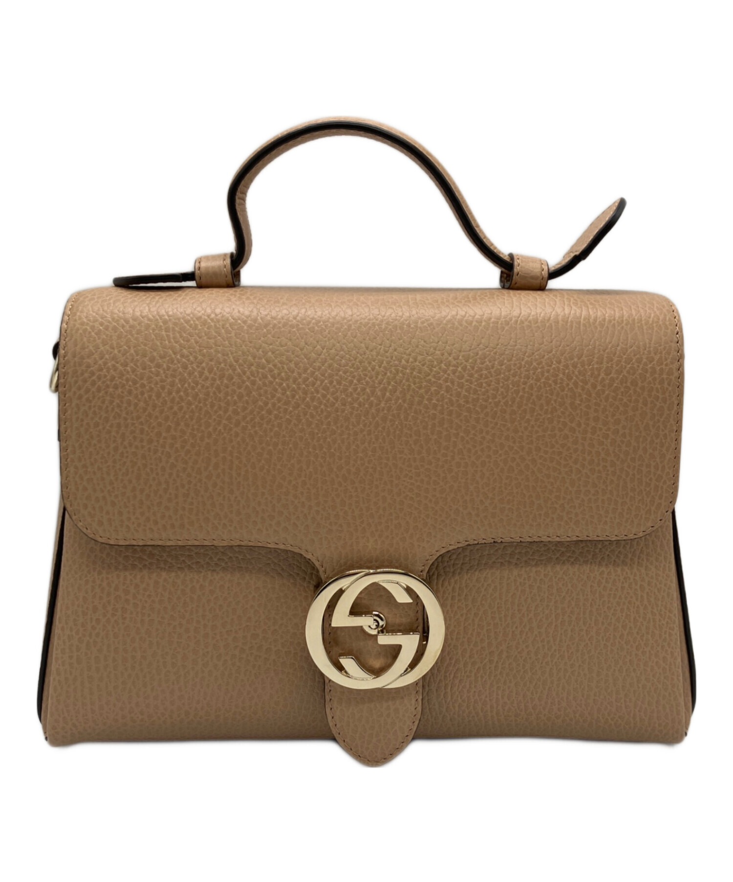 GUCCI インターロッキングG チェーンショルダーバッグ ベージュ 中古・古着通販】GUCCI (グッチ) インターロッキングGチェーン