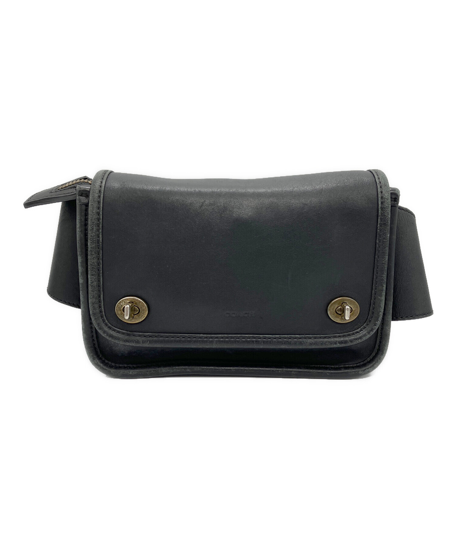 中古・古着通販】COACH (コーチ) レザーショルダーバッグ ブラック