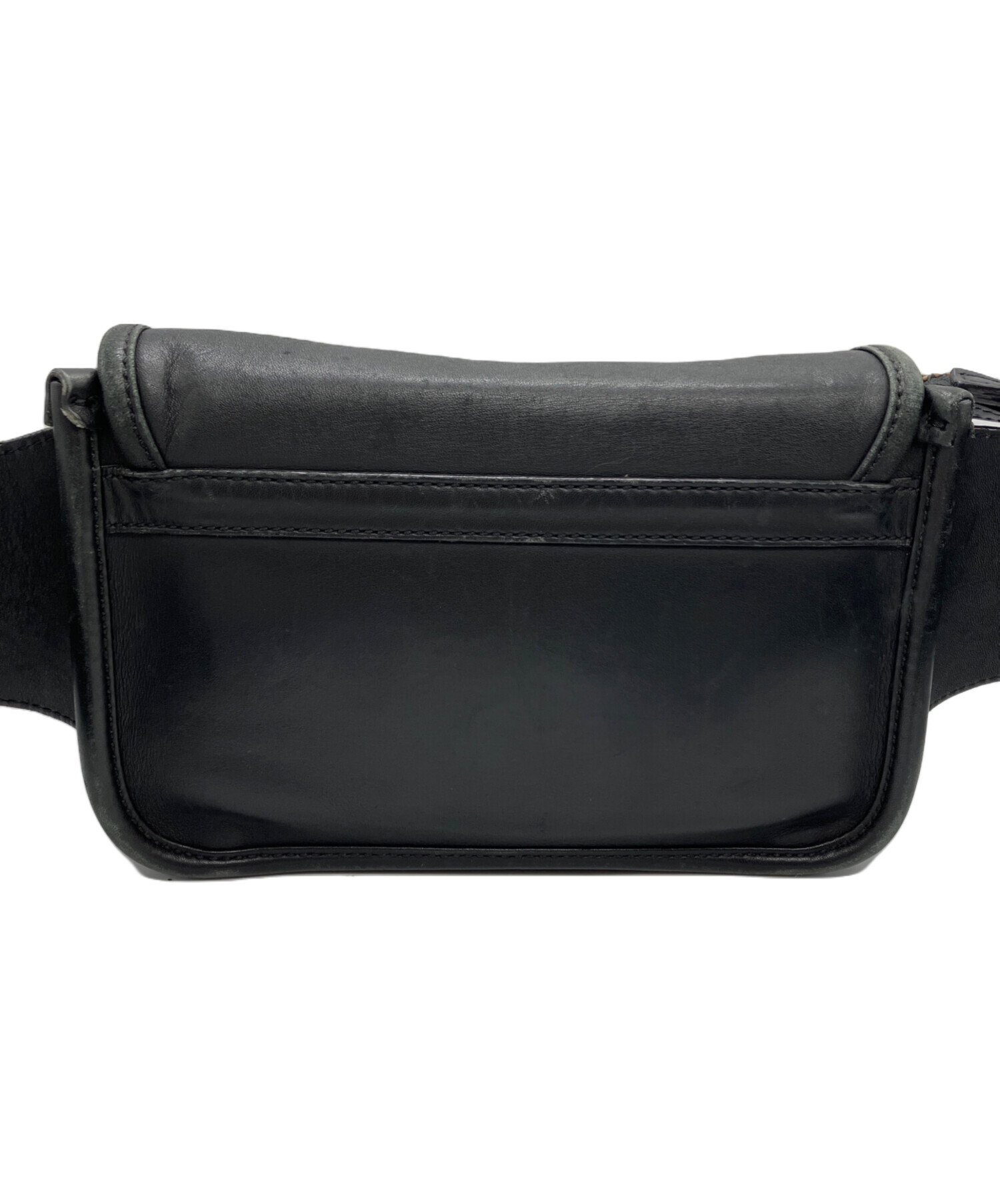 中古・古着通販】COACH (コーチ) レザーショルダーバッグ ブラック