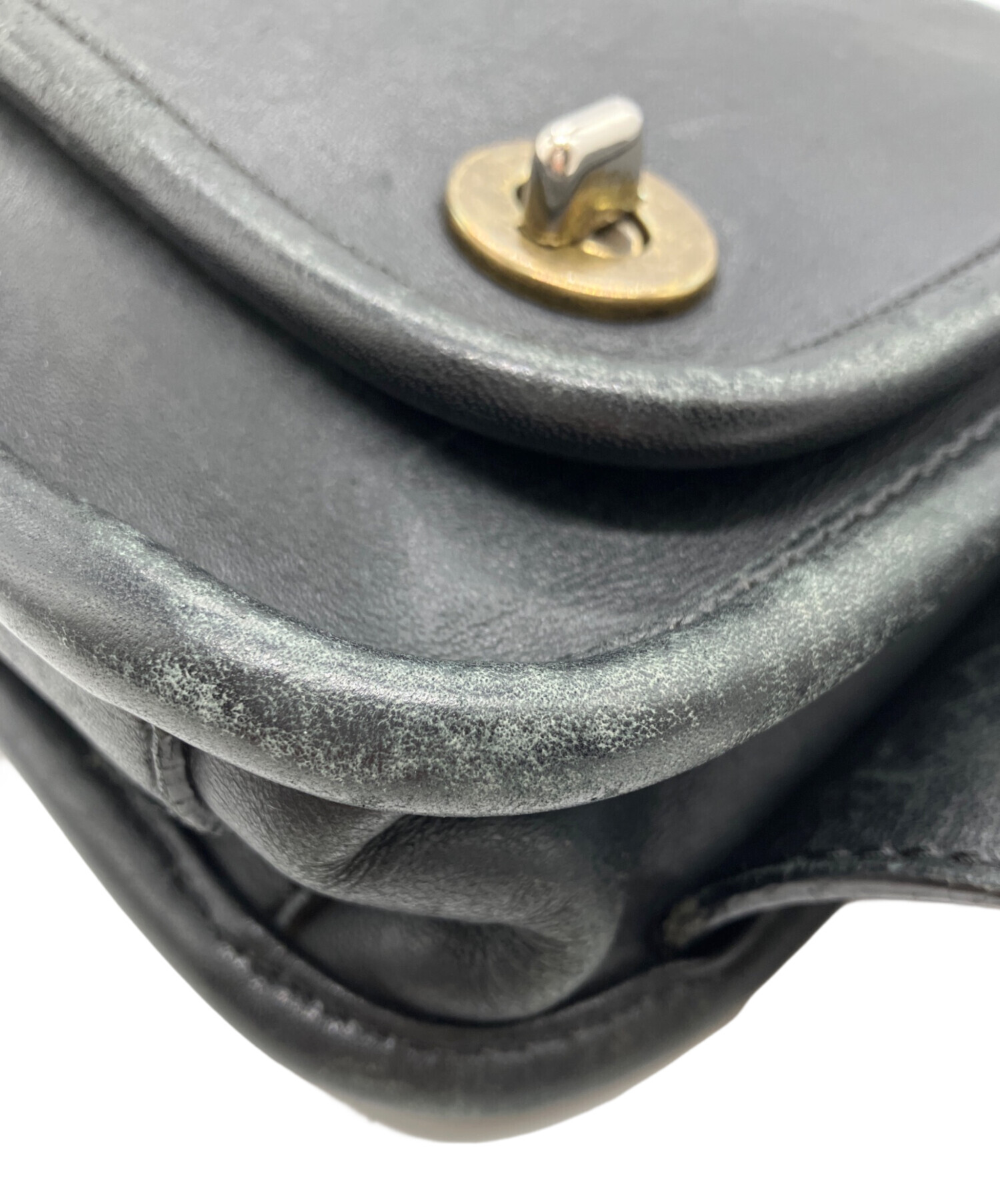 中古・古着通販】COACH (コーチ) レザーショルダーバッグ ブラック