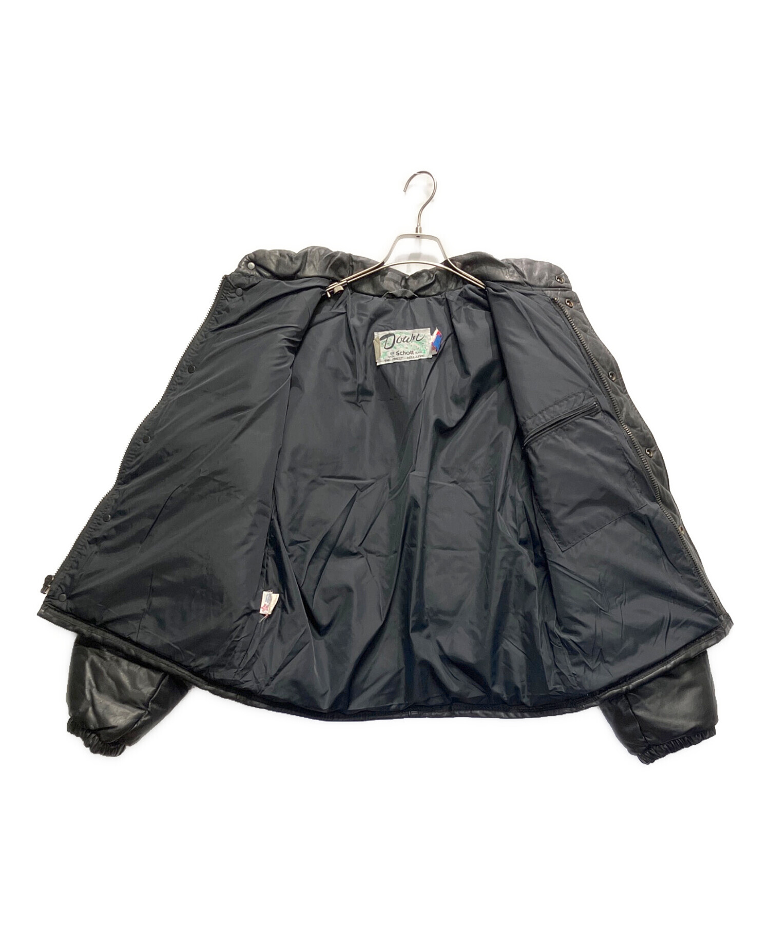 週末限定価格　ヴィンテージ　Schott レザーダウンジャケット 40 中古・古着通販】Schott (ショット) レザーダウンジャケット ブラック