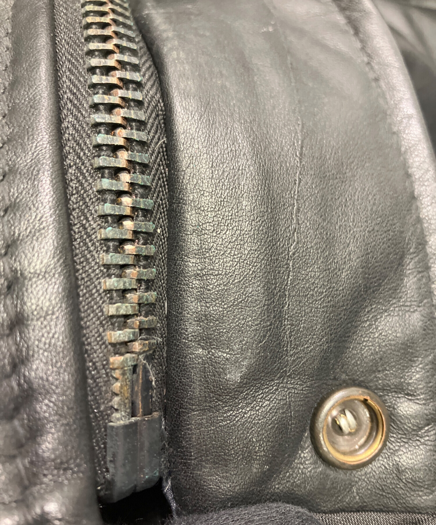 中古・古着通販】Schott (ショット) レザーダウンジャケット ブラック 