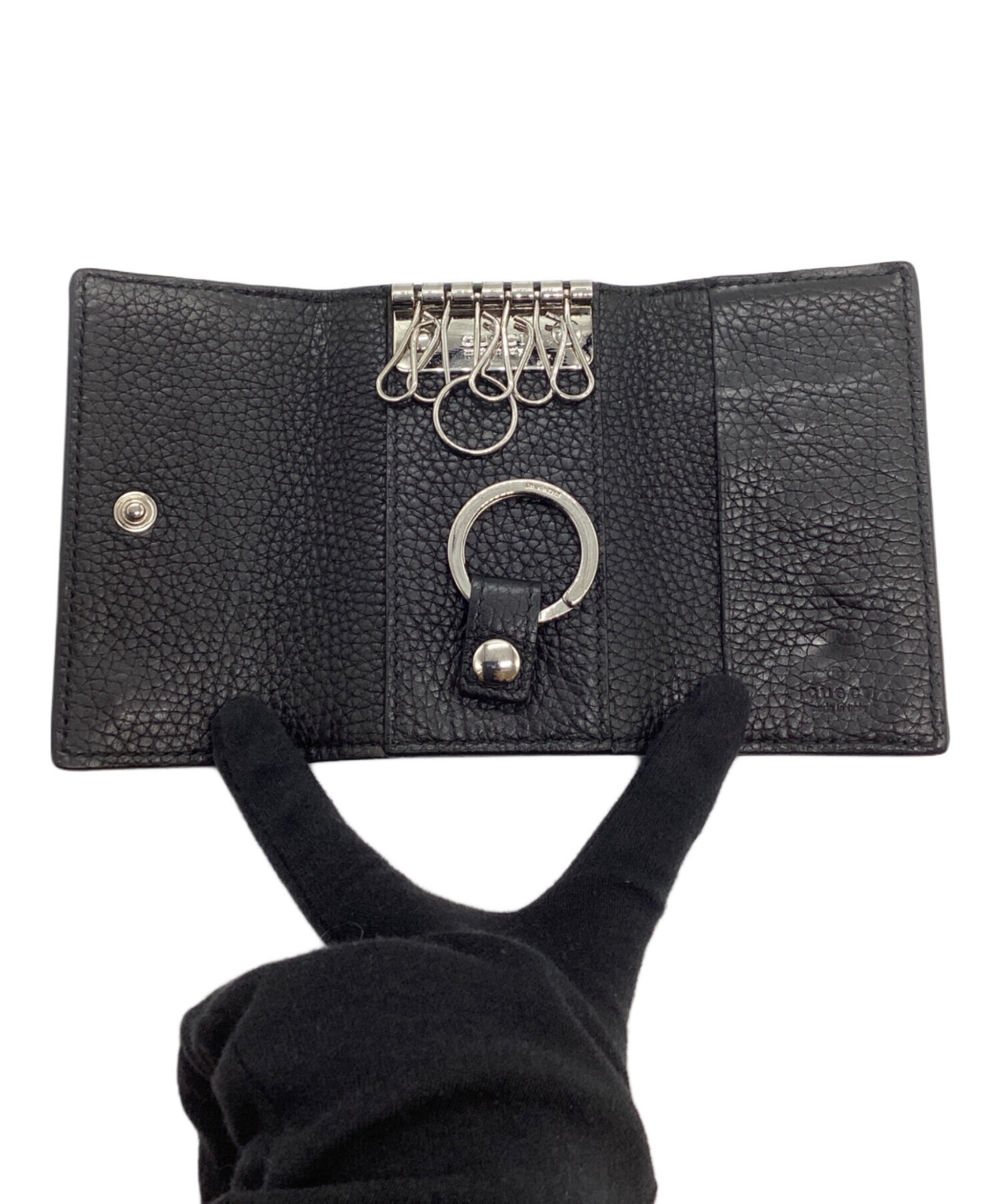 グッチ GUCCI 6連 キーケース ブラック レザー GGメタル 473924 中古・古着通販】GUCCI (グッチ) 6連キーケース ブラック｜ブランド