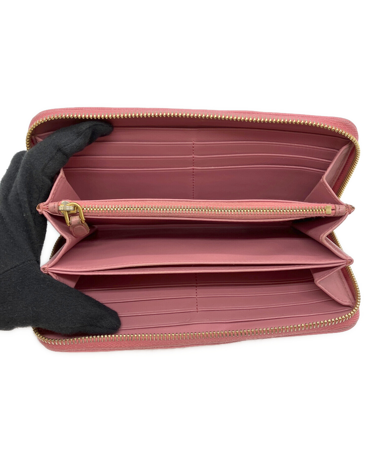中古・古着通販】PRADA (プラダ) ラウンドファスナー財布 ピンク