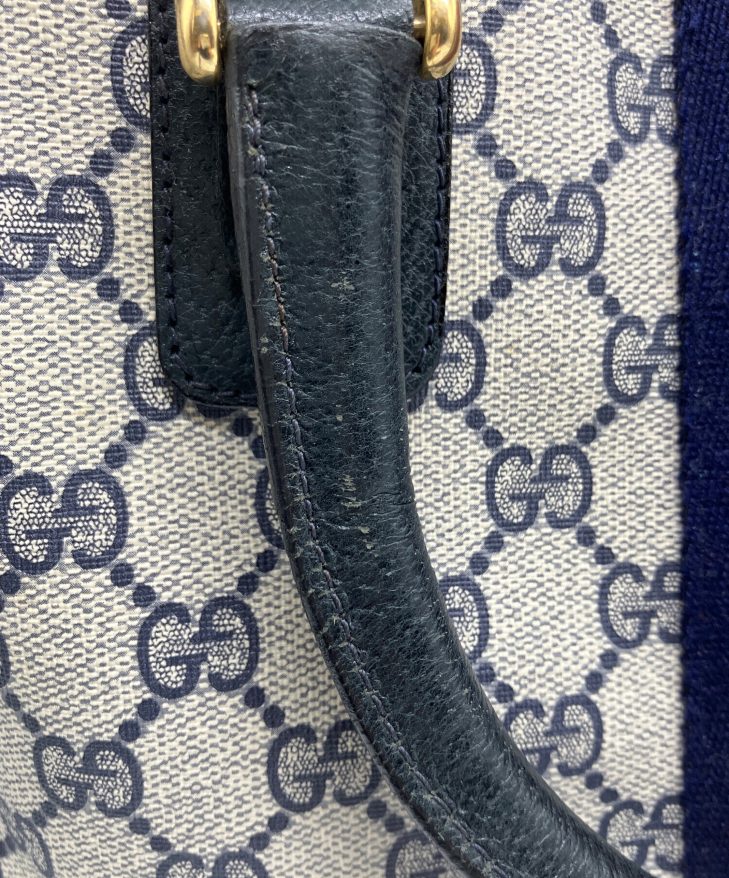 中古・古着通販】GUCCI (グッチ) 2WAYバッグ ベージュ×ネイビー