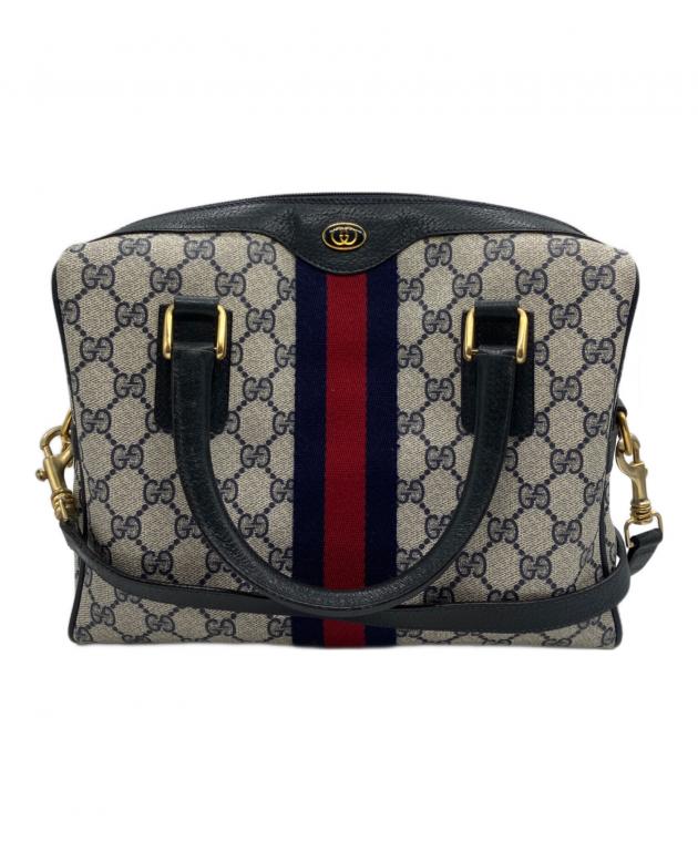 中古・古着通販】GUCCI (グッチ) 2WAYバッグ ベージュ×ネイビー