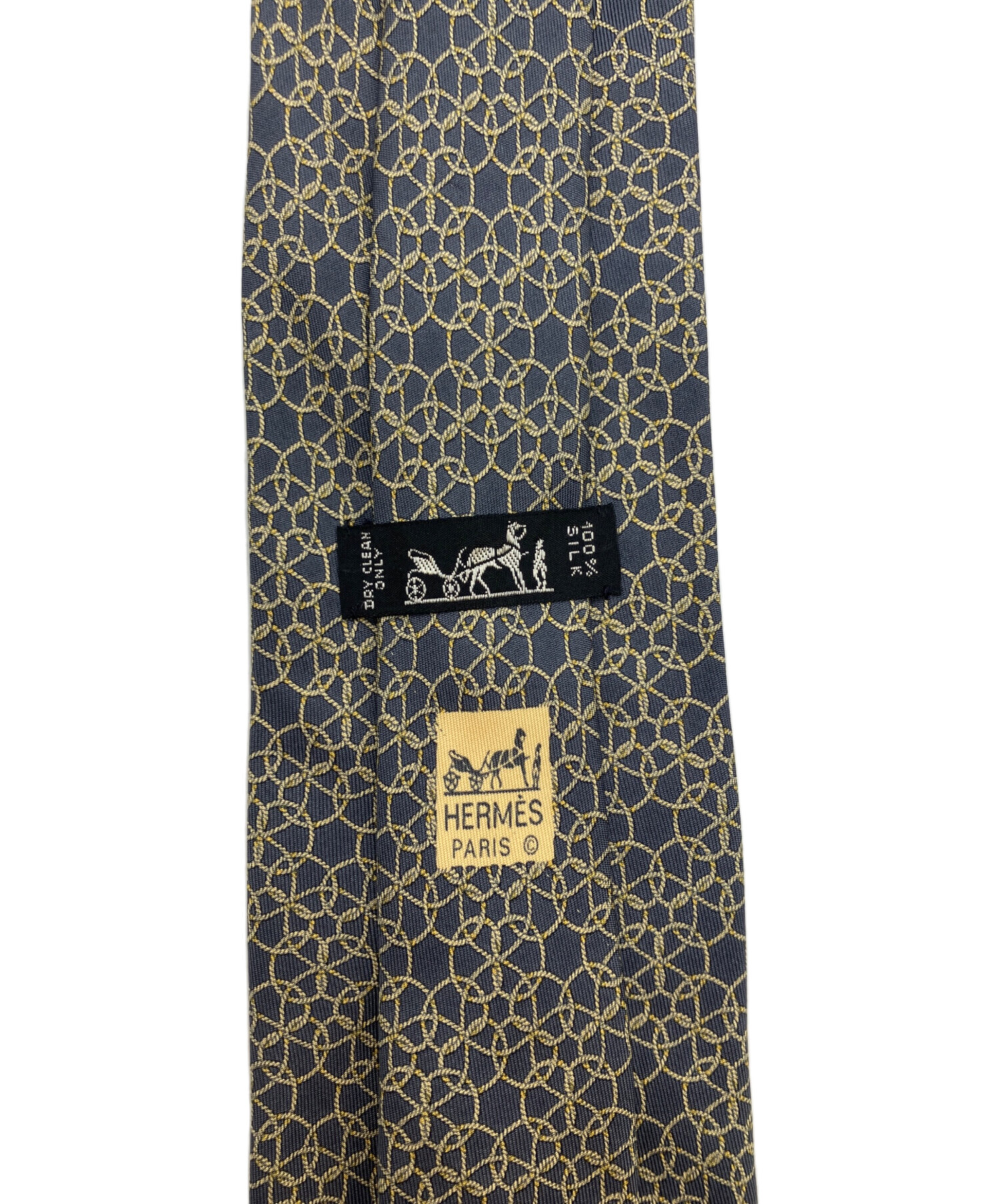 中古・古着通販】HERMES (エルメス) シルクネクタイ グレー×イエロー