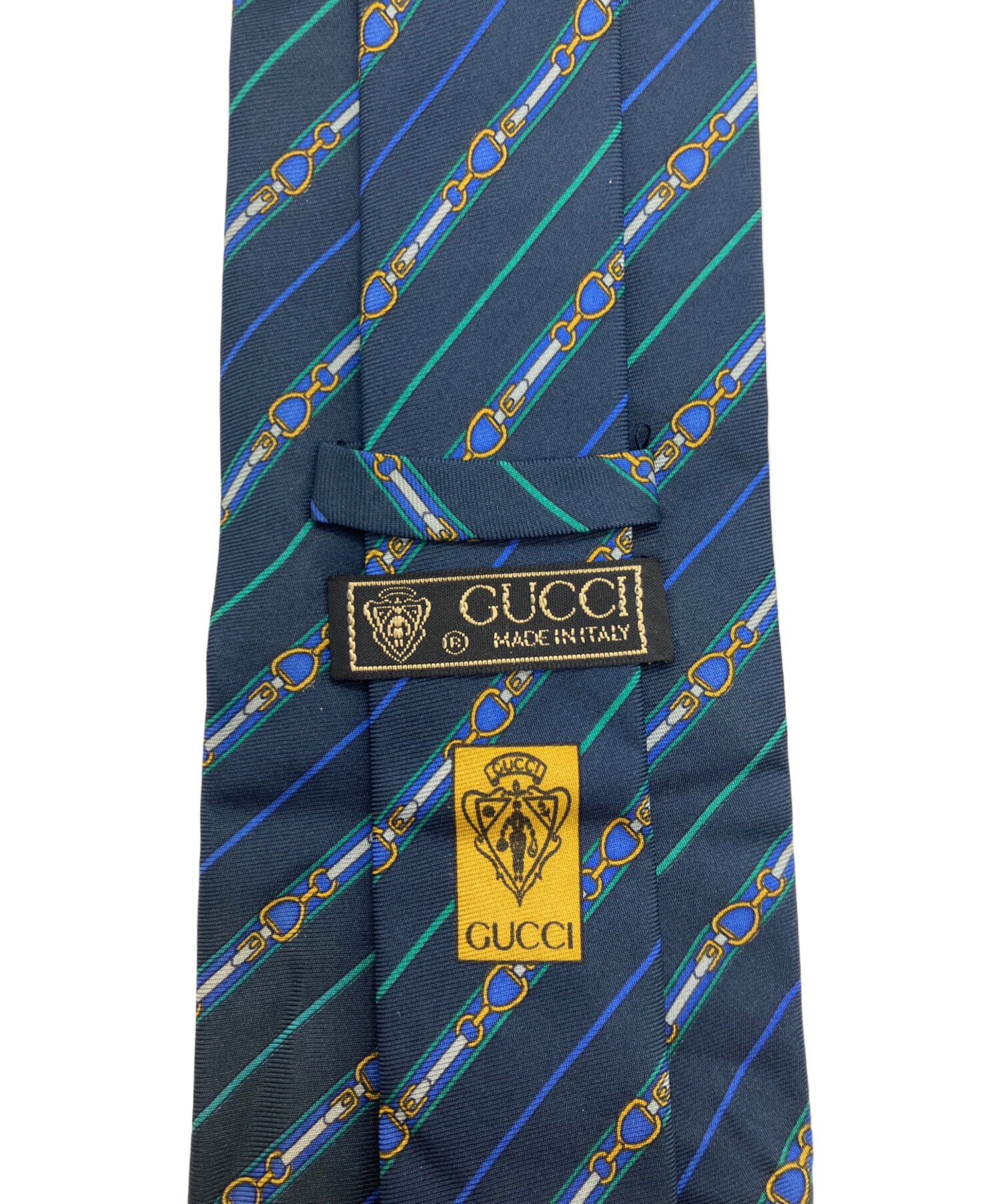 中古・古着通販】GUCCI (グッチ) シルクネクタイ ネイビー サイズ:不明
