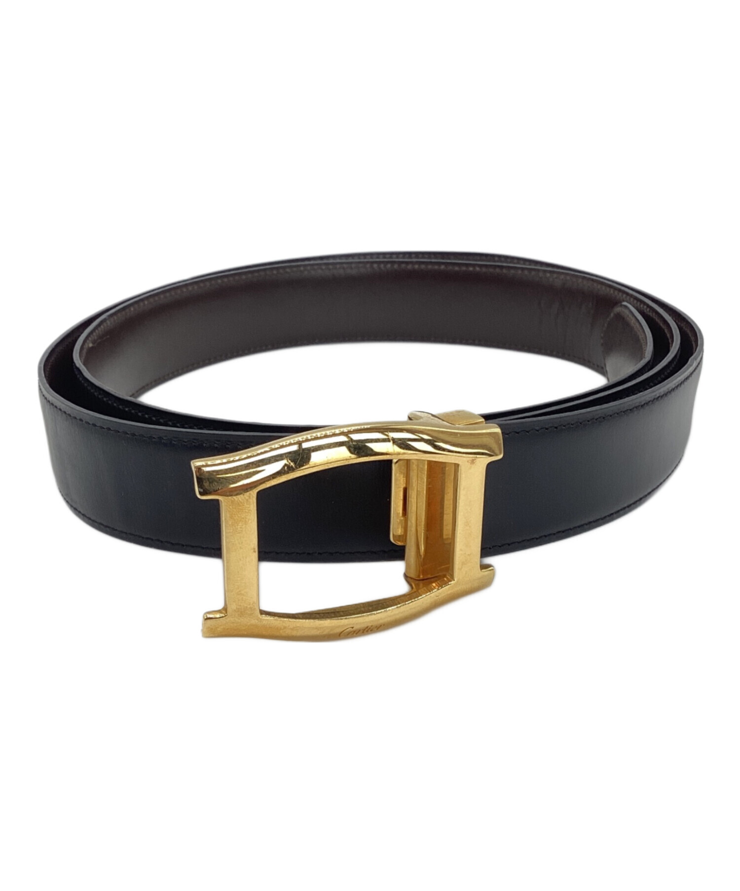 Cartier カルティエ ベルト 本革 レザー ブラック 黒 銀 金 中古・古着通販】Cartier (カルティエ) レザーベルト ブラック