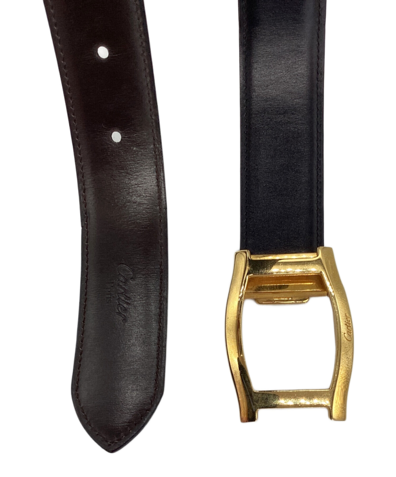 中古・古着通販】Cartier (カルティエ) レザーベルト ブラック 中古・古着通販】Cartier (カルティエ) レザーベルト ブラック
