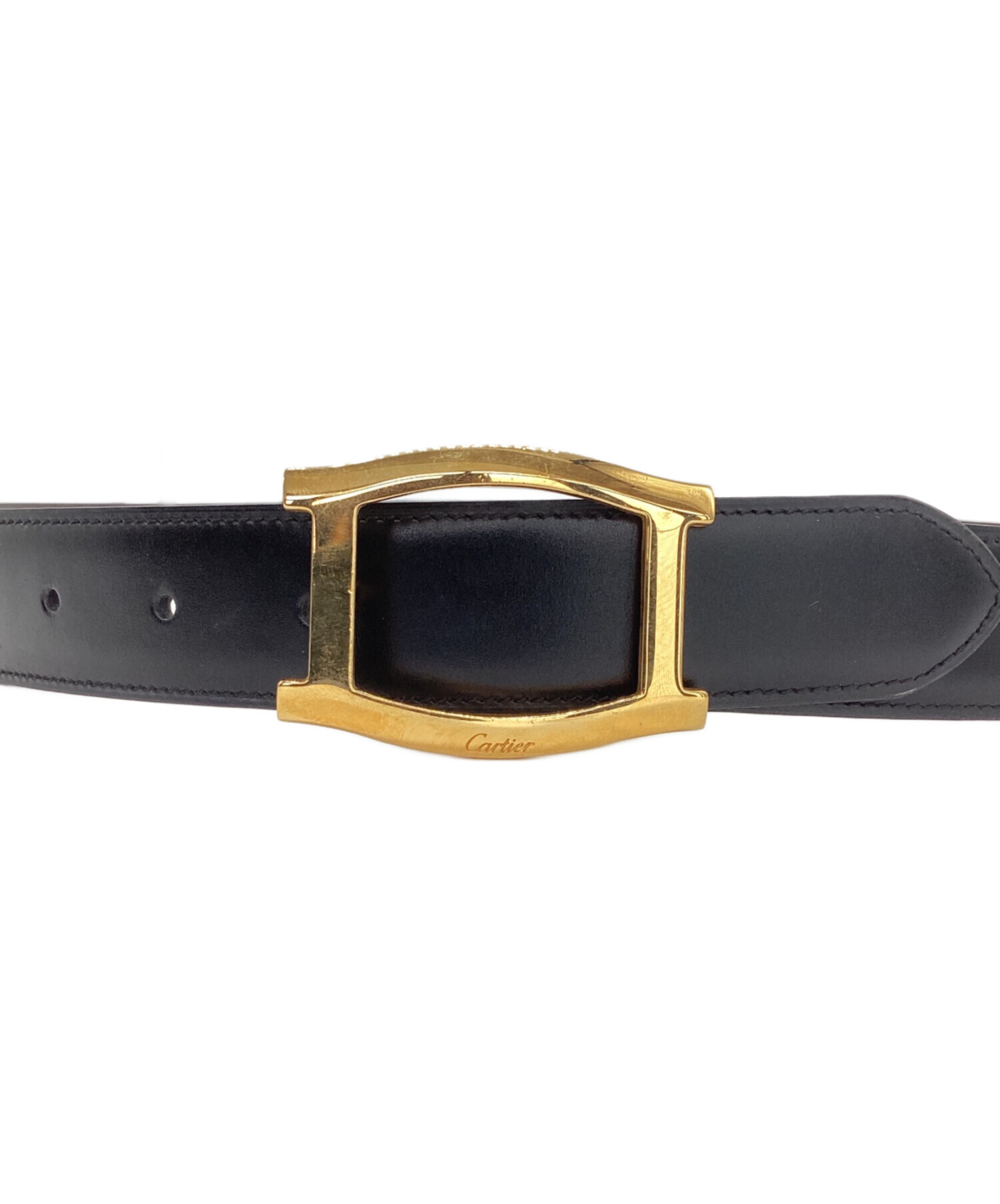 Cartier カルティエ ベルト 本革 レザー ブラック 黒 銀 金 中古・古着通販】Cartier (カルティエ) レザーベルト ブラック