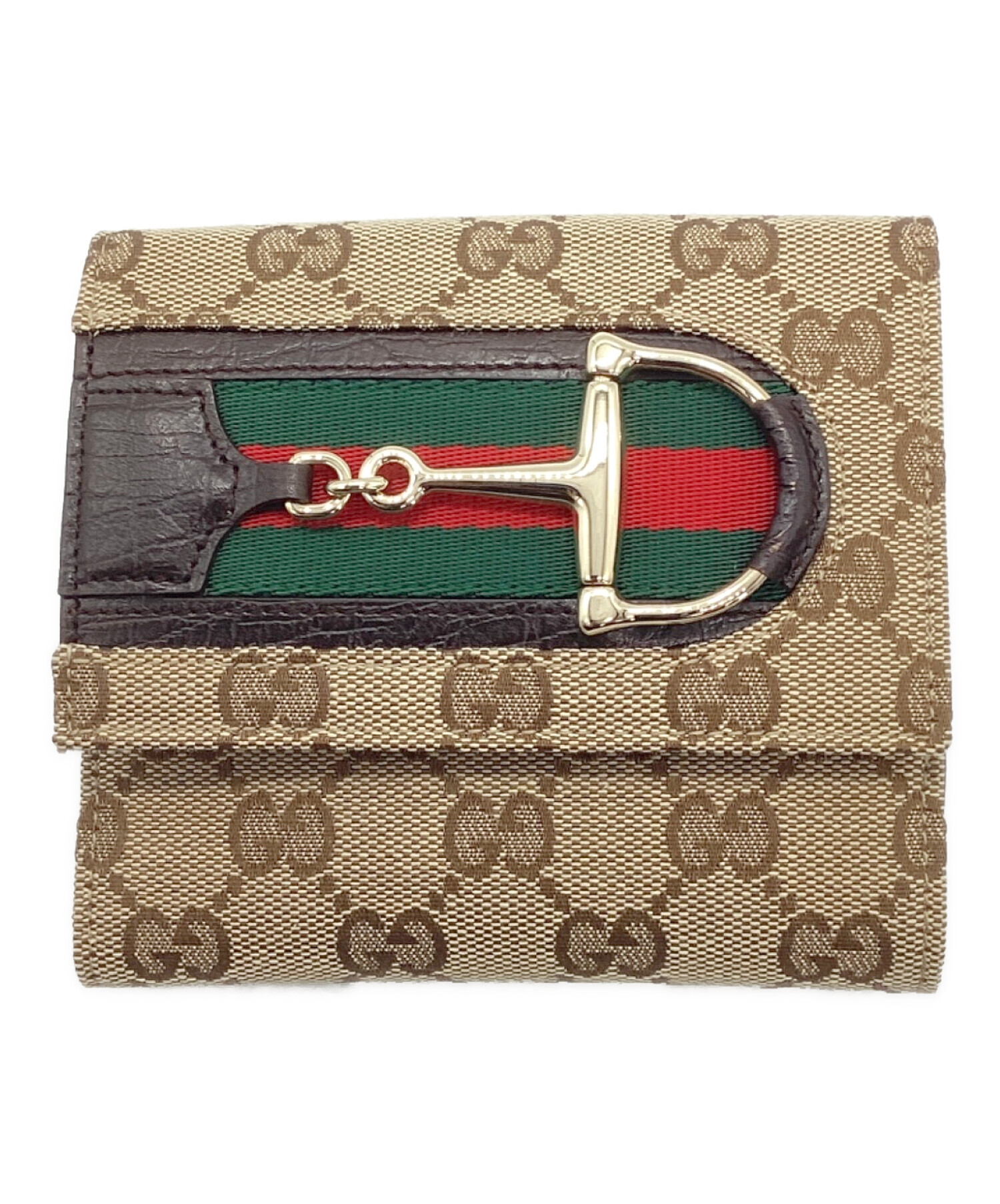 【未使用に近い】 GUCCI グッチ 折り財布 財布 GG ホースビット 中古・古着通販】GUCCI (グッチ) 2つ折り財布 GGシェリーライン ホース
