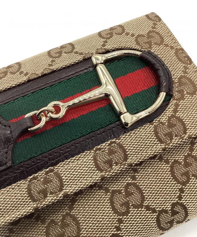 中古・古着通販】GUCCI (グッチ) 2つ折り財布 GGシェリーライン ホース