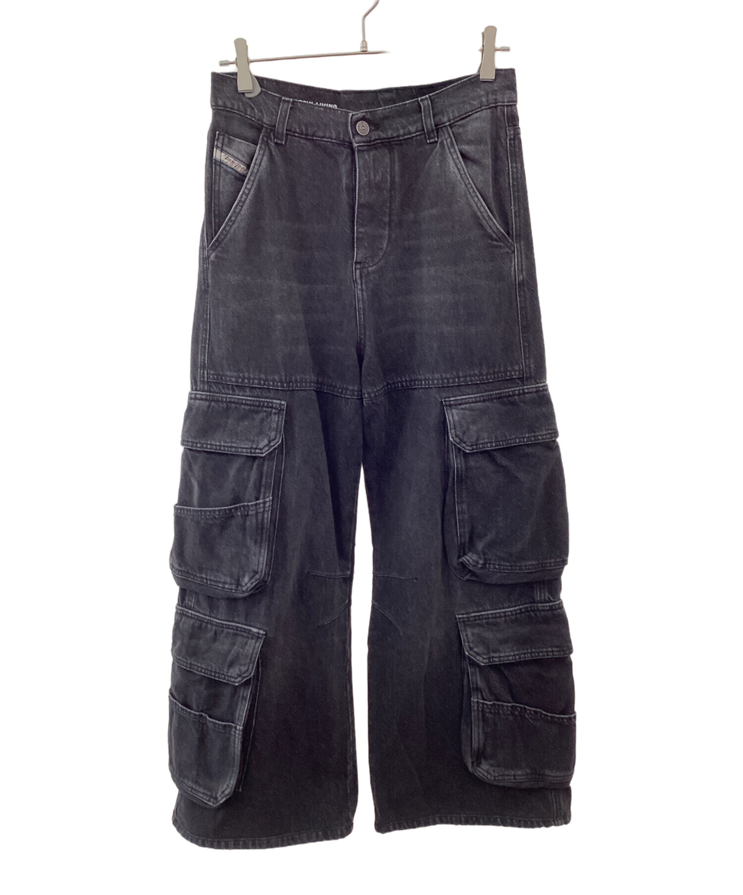 中古・古着通販】DIESEL (ディーゼル) ブラックデニムカーゴパンツ