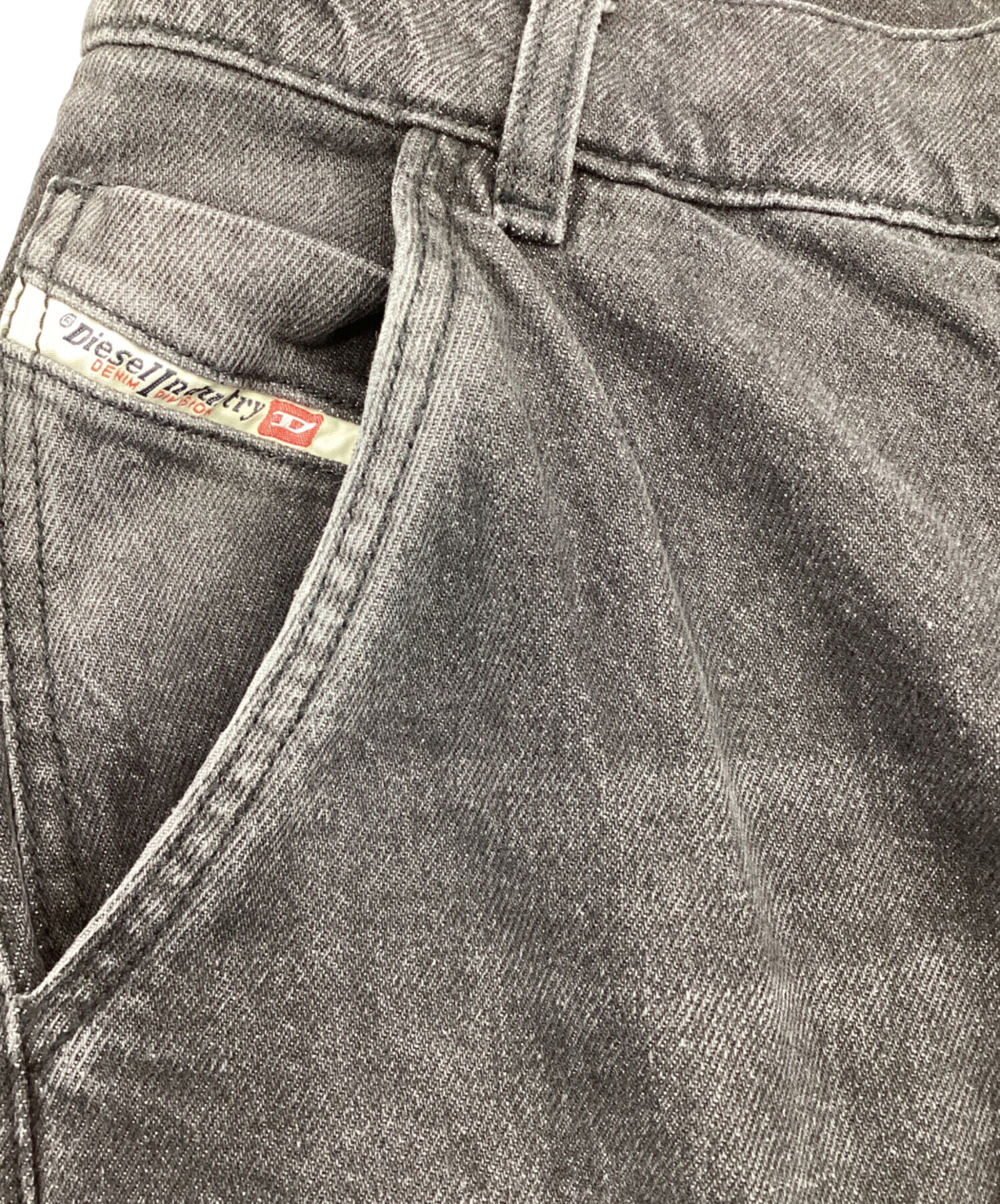中古・古着通販】DIESEL (ディーゼル) ブラックデニムカーゴパンツ