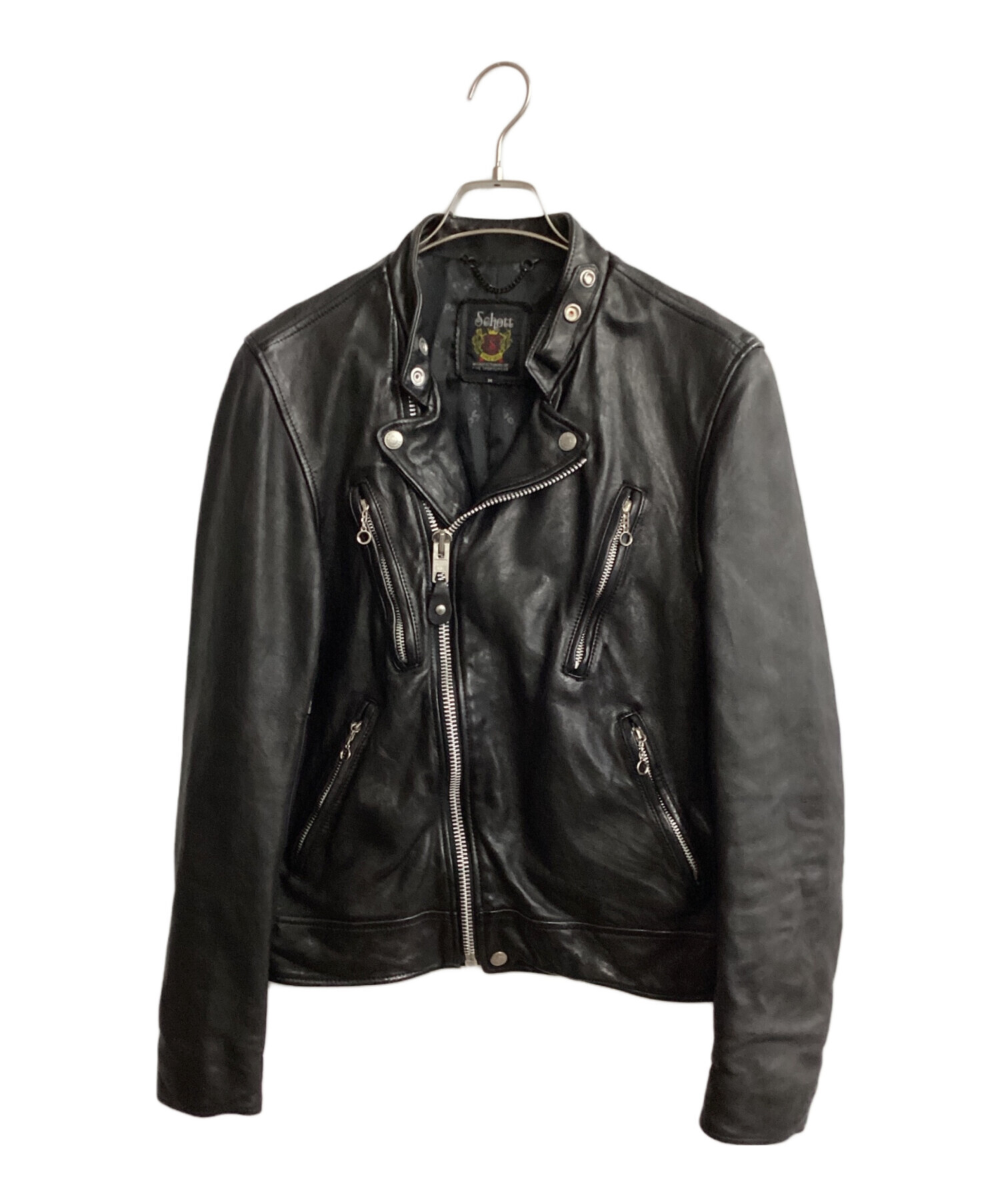 Sサイズ　Schott　ショット　レザージャケット　ライダース　古着　USED 中古・古着通販】Schott (ショット) ライダースジャケット ブラック