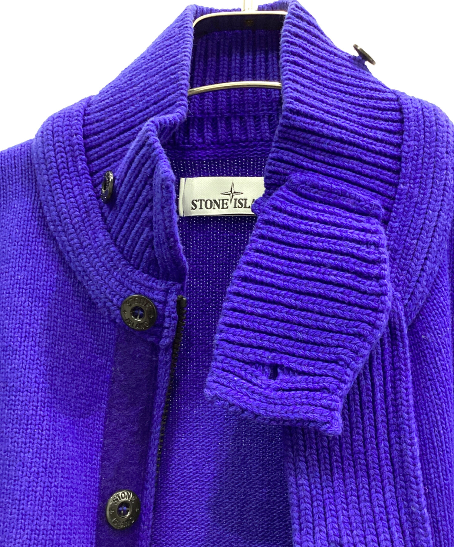 STONE  ニット カーディガン ブルー Mサイズ 中古・古着通販】STONE ISLAND (ストーンアイランド) スタンドカラー