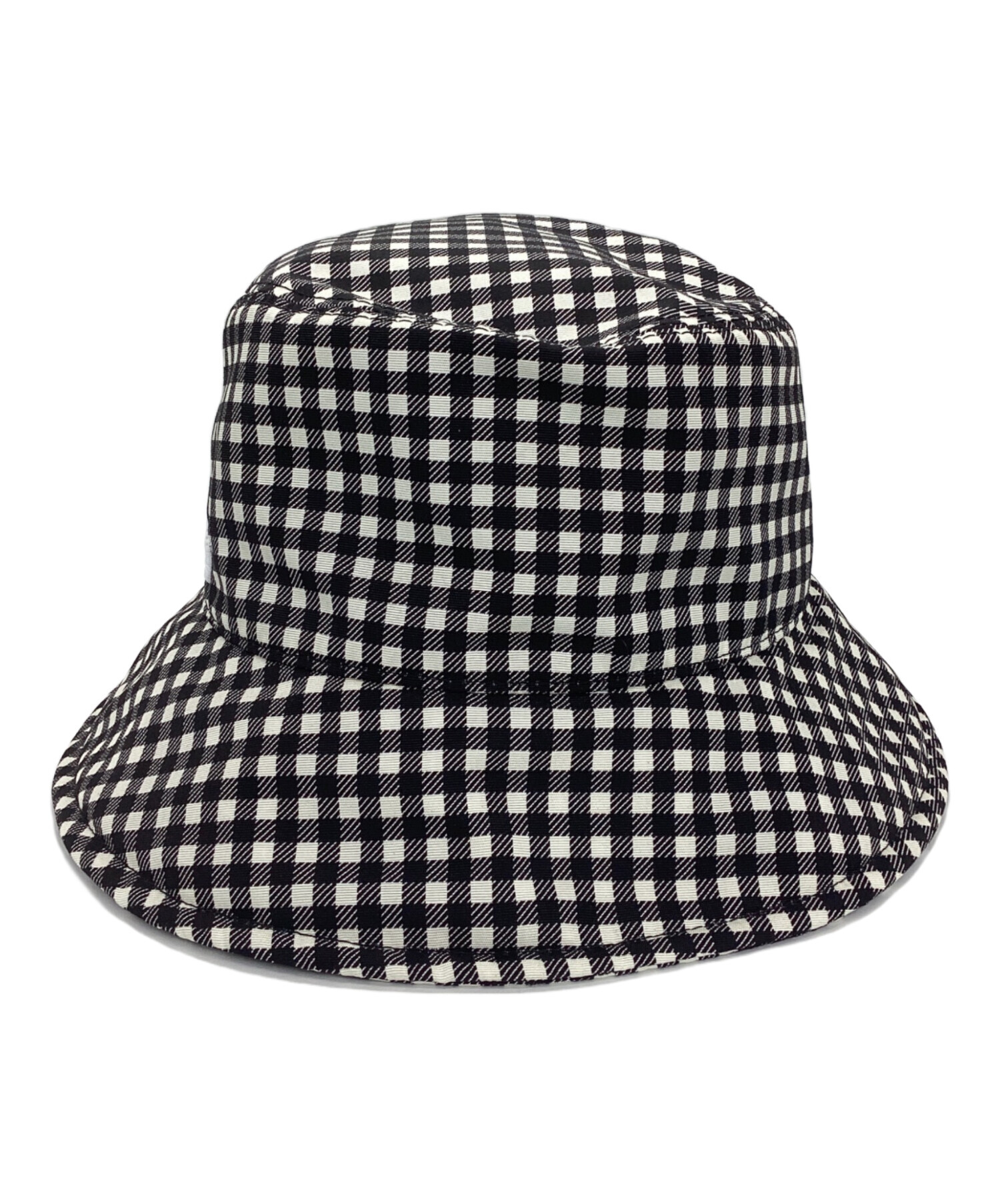 【再値下げ】miu miu チェック柄 バケットハット Mサイズ 中古・古着通販】MIU MIU (ミュウミュウ) バケットハット ブラック